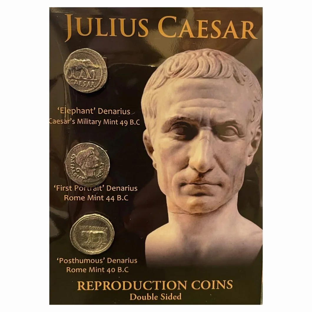 Westair Reproducción de monedas de Julio César, doble cara, denario "elefante", denario "primer retrato", denario "póstumo"