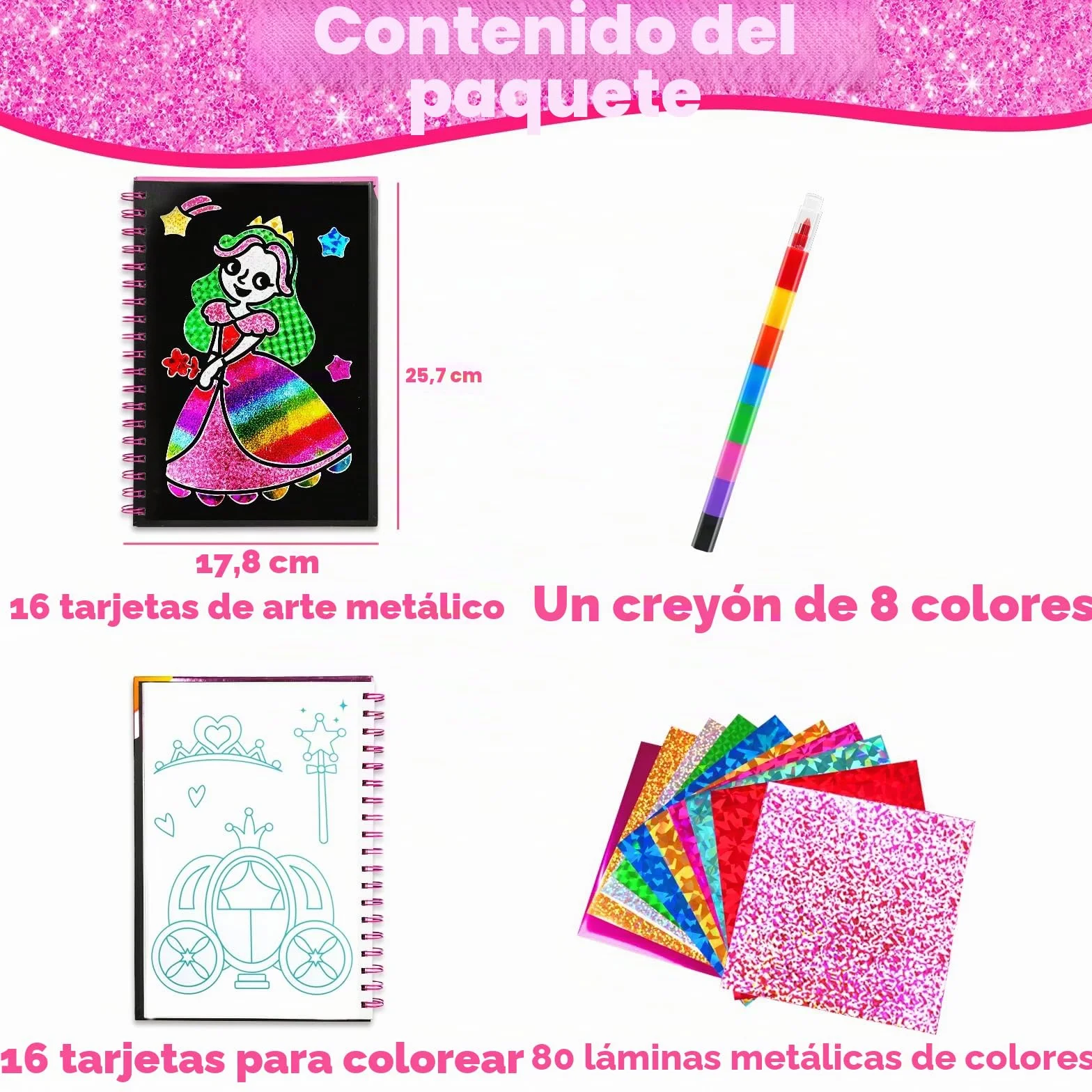 FUNNYB&G Manualidades infantiles con foil, Creativo Kit Manualidades niños, Juguete Niña Regalos Para de 3 4 5 6 7 8 9 12 Años Niño cumpleaños (Princesa)