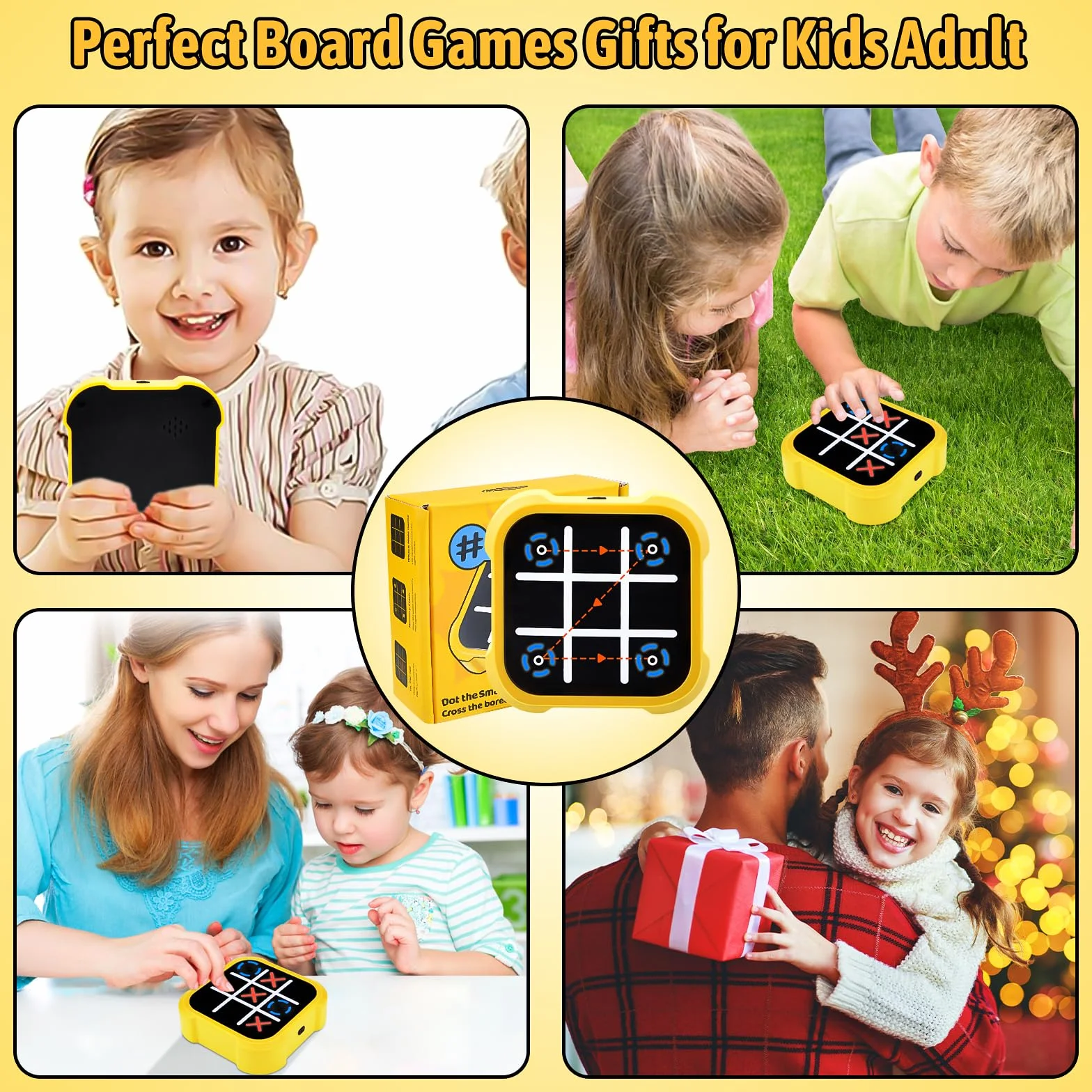 Electrónico Tic Tac Toe Bolt, Juego de Viaje Portátil 3 en 1 Para Niños, Educación y Crecimiento de la Memoria, Juego Familiar Clásico Para Padres e Hijos en Interiores (A)