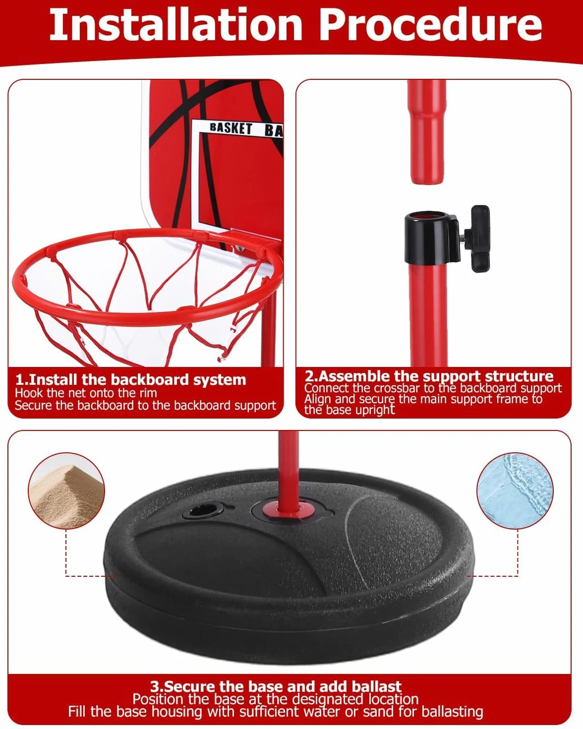 50-150cm Canasta Baloncesto Infantil, Mini Canasta Baloncesto Habitacion con 4 Pelotas De Daloncesto y Bomba, Ajustable Aro De para Interior y Exterior,Mini Juguetes Deportivos