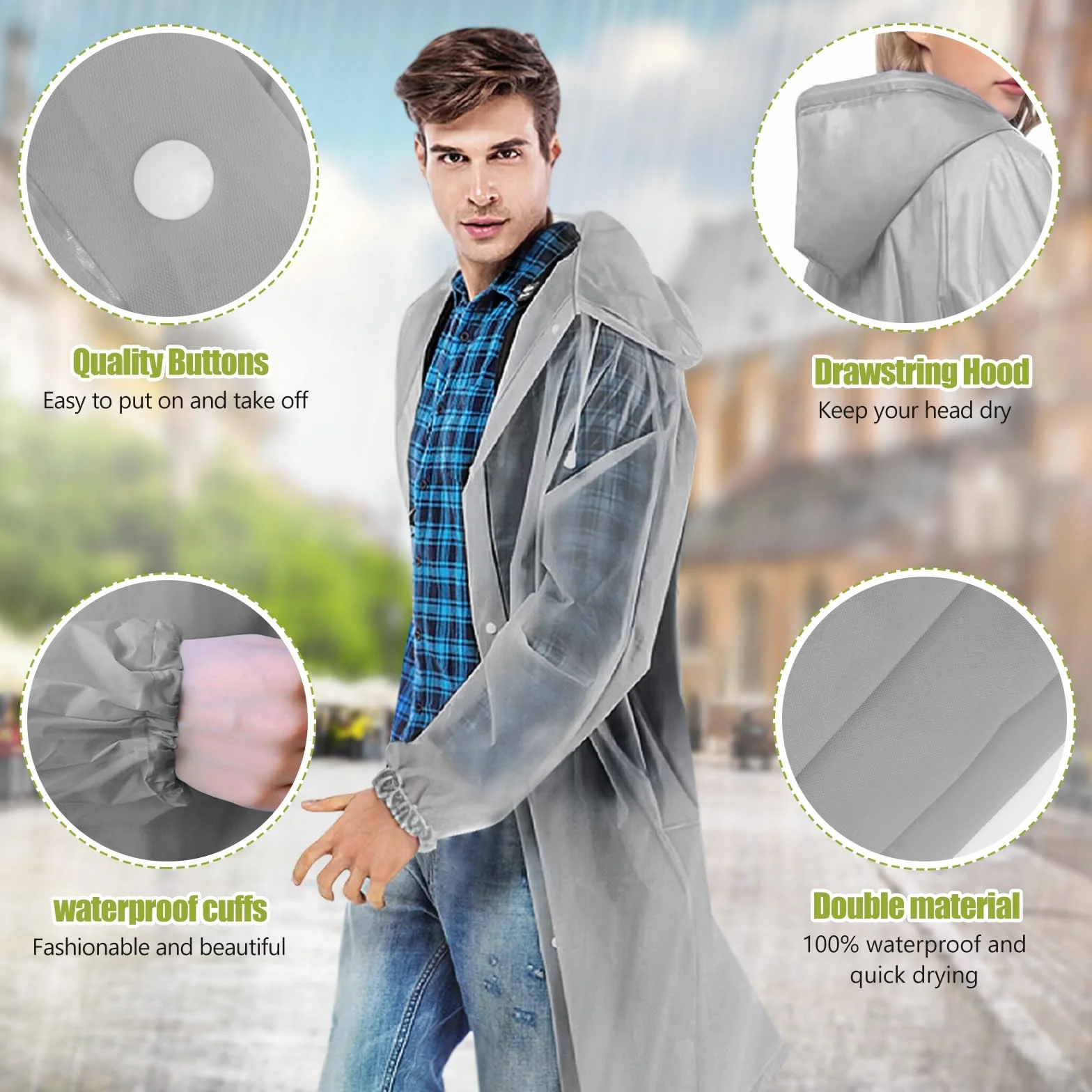 AOKITO Poncho Impermeable Reutilizable de EVA Transpirable para Senderismo, Ciclismo