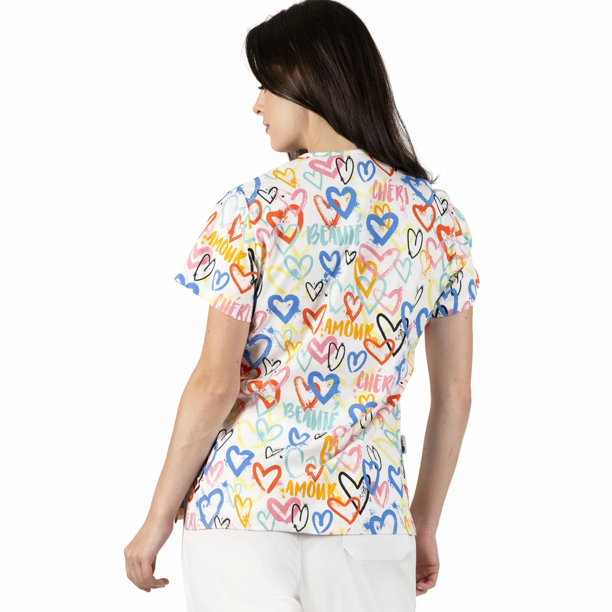 B-well Bambina Casaca Sanitaria Mujer Manga Corta Cuello V para Enfermeras