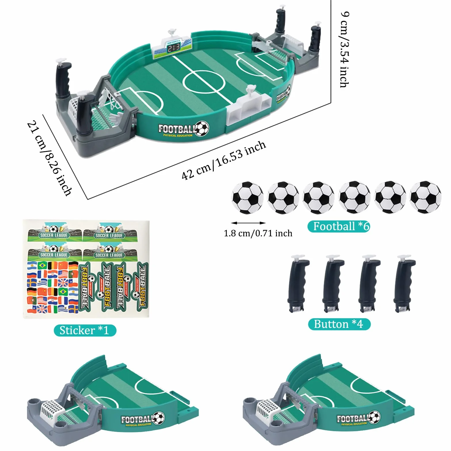 Futbolines para Niños, Juegos de Mesa de Fútbol, Mini Juego de Futbolín de Fiesta, Juegos Familiares, Juegos Interactivos para Padres e Hijos, Regalo para Niños(6*fútbol)