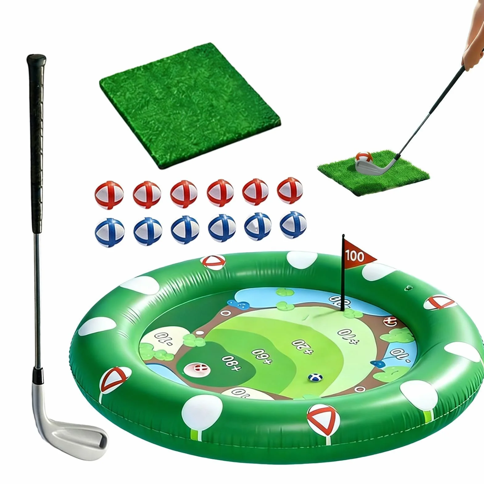Juego De Golf para Piscina Flotante - Objetivo De Agua Inflable De 47 Pulgadas con Pelotas De Golf | De Vacaciones De Verano para Niños, Adolescentes Y Adultos | Patio Trasero Duradero De Las