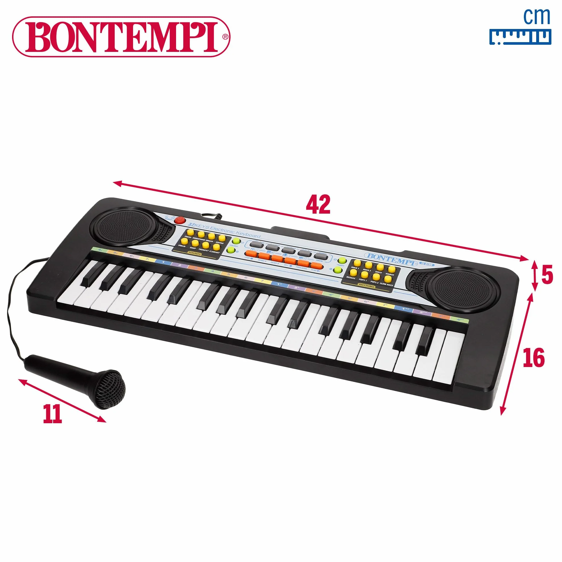 COLORBABY Teclado Piano electrónico c/micrófono 37 Teclas para niños Bontempi (47896)