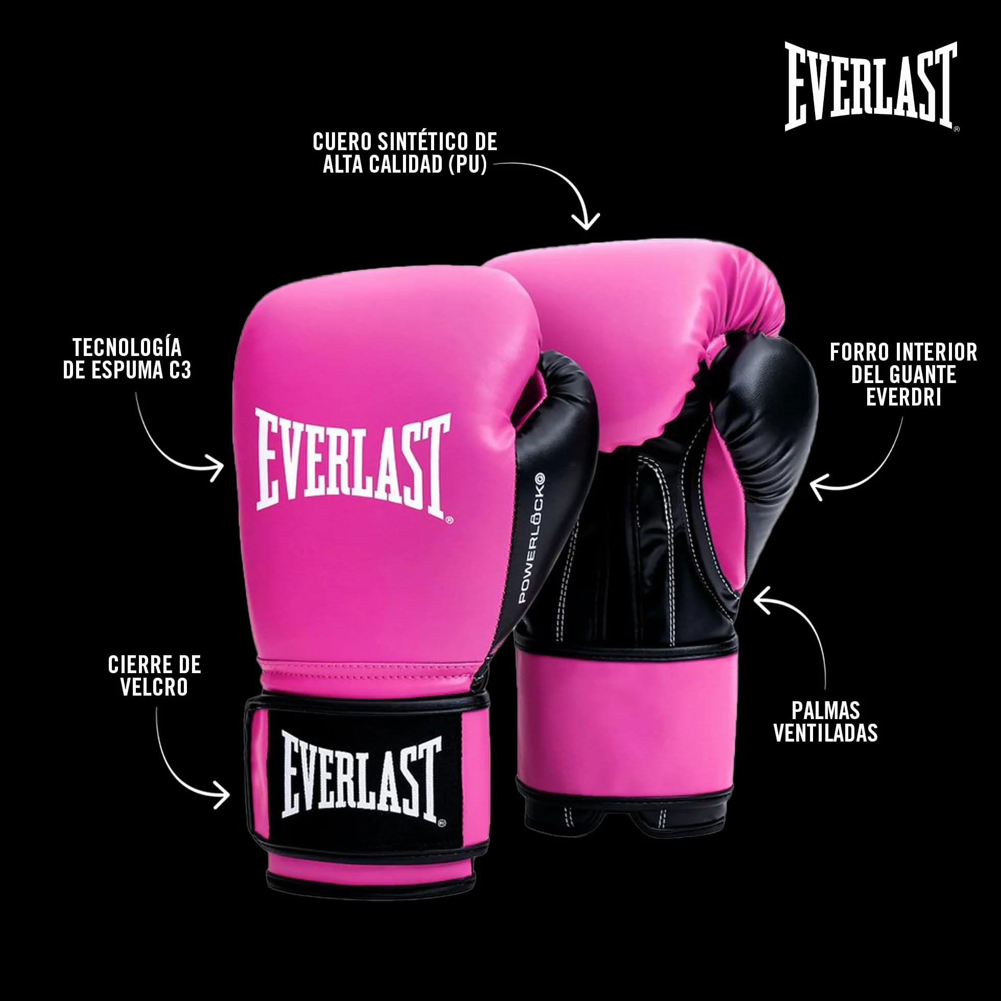 Everlast Powerlock OG & Powerlock 2R Guantes de Boxeo para Saco, Sparring, Cierre de Gancho y Bucle, Espuma Avanzada