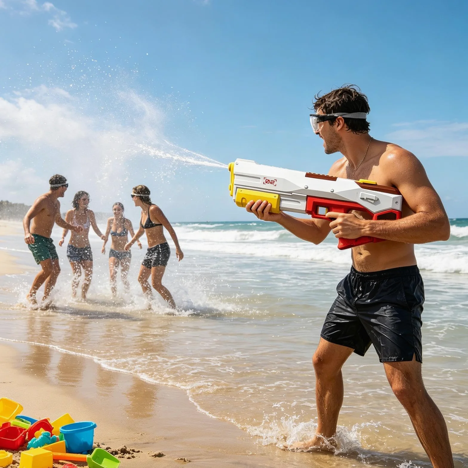 Pistola de Agua Gran Capacidad Eléctrica de Largo Alcance | Rociador de Agua Automático para Niños para Patio Trasero, Playa, Piscina, Viajes, Vacaciones, Parque, Césped, Camping,