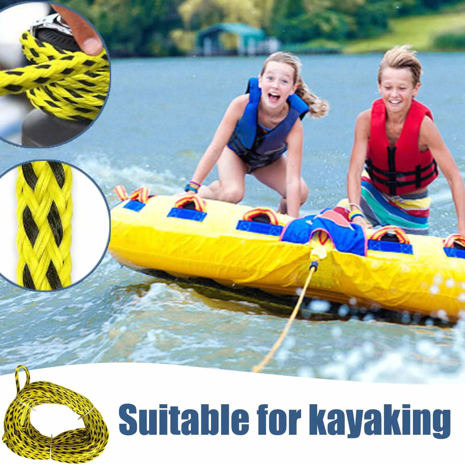 Cuerda Flotante Resistente para Remolcar Barcos, Tubos, Esquí Acuático y Kayak