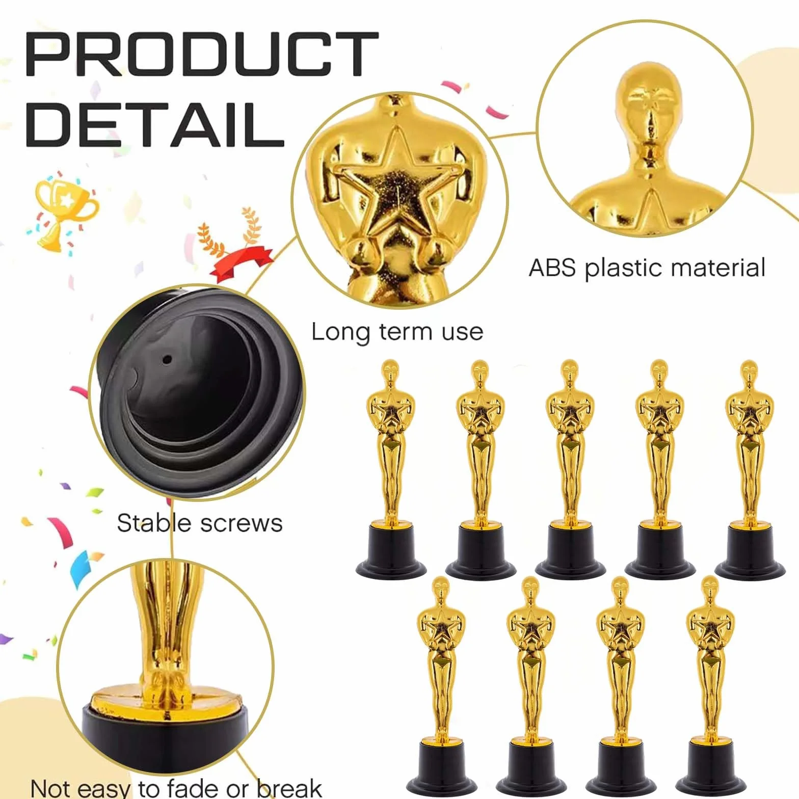 Trofeos de Plástico Oro 10 Piezas para Ceremonia de Premiación