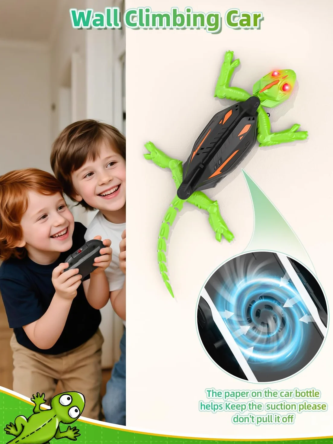 Kssvzz Lagartija Teledirigida, Gecko Teledirigido Recargable con Ojos LED, Bromas y Juegos Radio Control Robot Juguete, 360 ° Rotación Camaleon Teledirigida Regalo para niños y niñas de 3 a 12 años