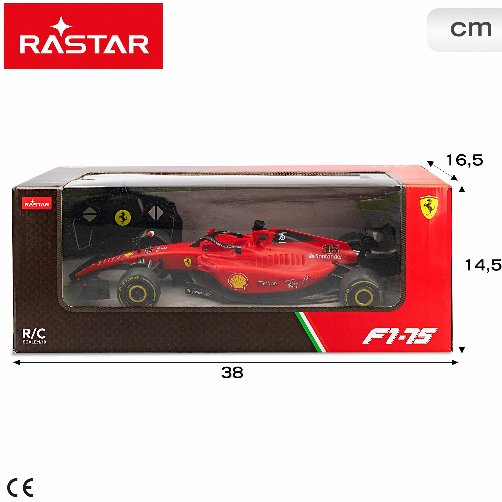 ColorBaby RASTAR - Coche teledirigido Fórmula 1 2022 Ferrari F1-75, Licencia Oficial, Escala 1:18, Coches teledirigidos, Vehículo radiocontrol, Control Remoto, 2.4 GH.z, Sainz + Leclerc, RC (41277)