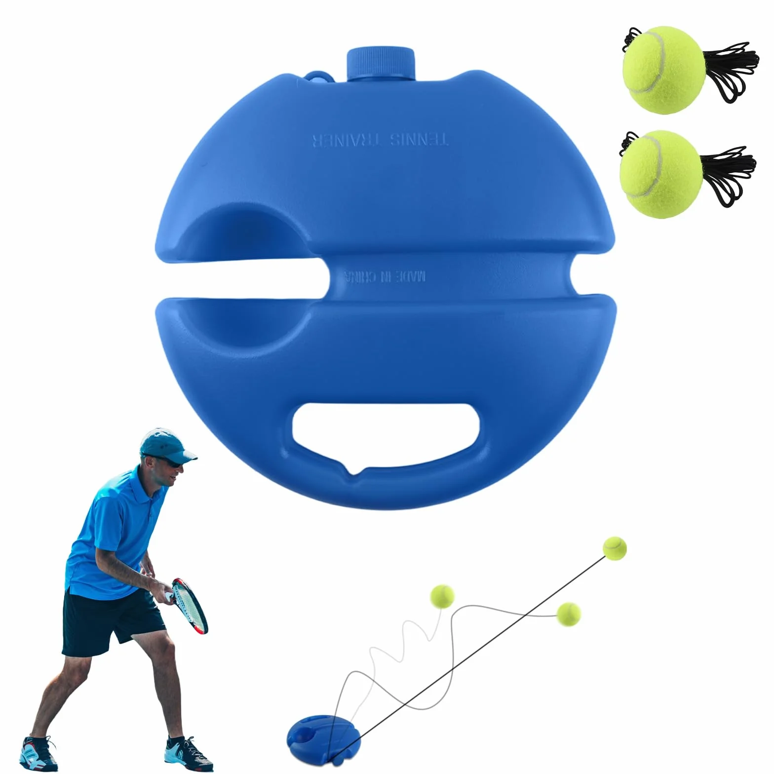 Entrenador de Tenis con 2 Pelotas Elásticas con Cuerda, Set para Entrenamiento de Reacción