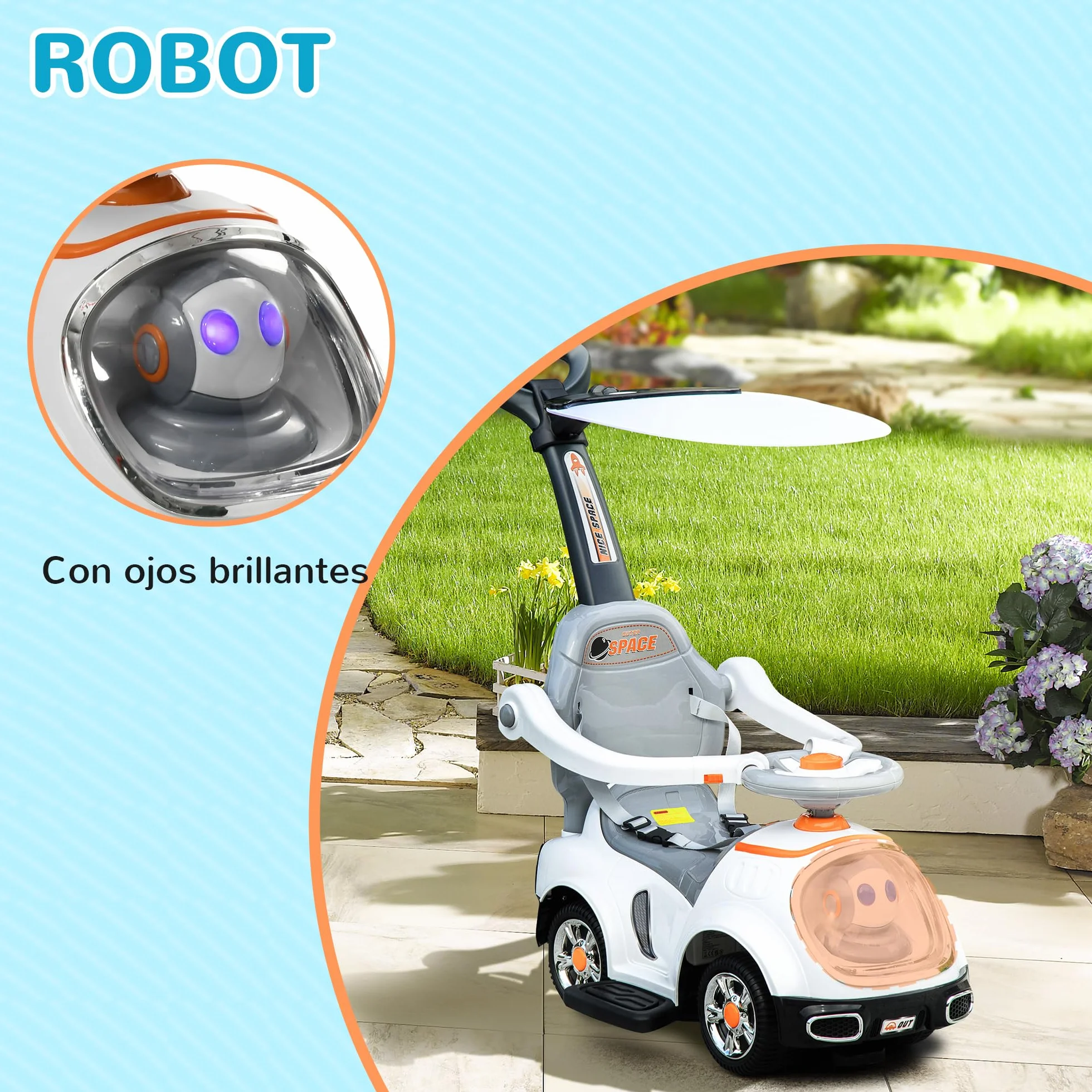 AIYAPLAY Coche Correpasillos 3 en 1 para Niños 12-36 Meses, Blanco