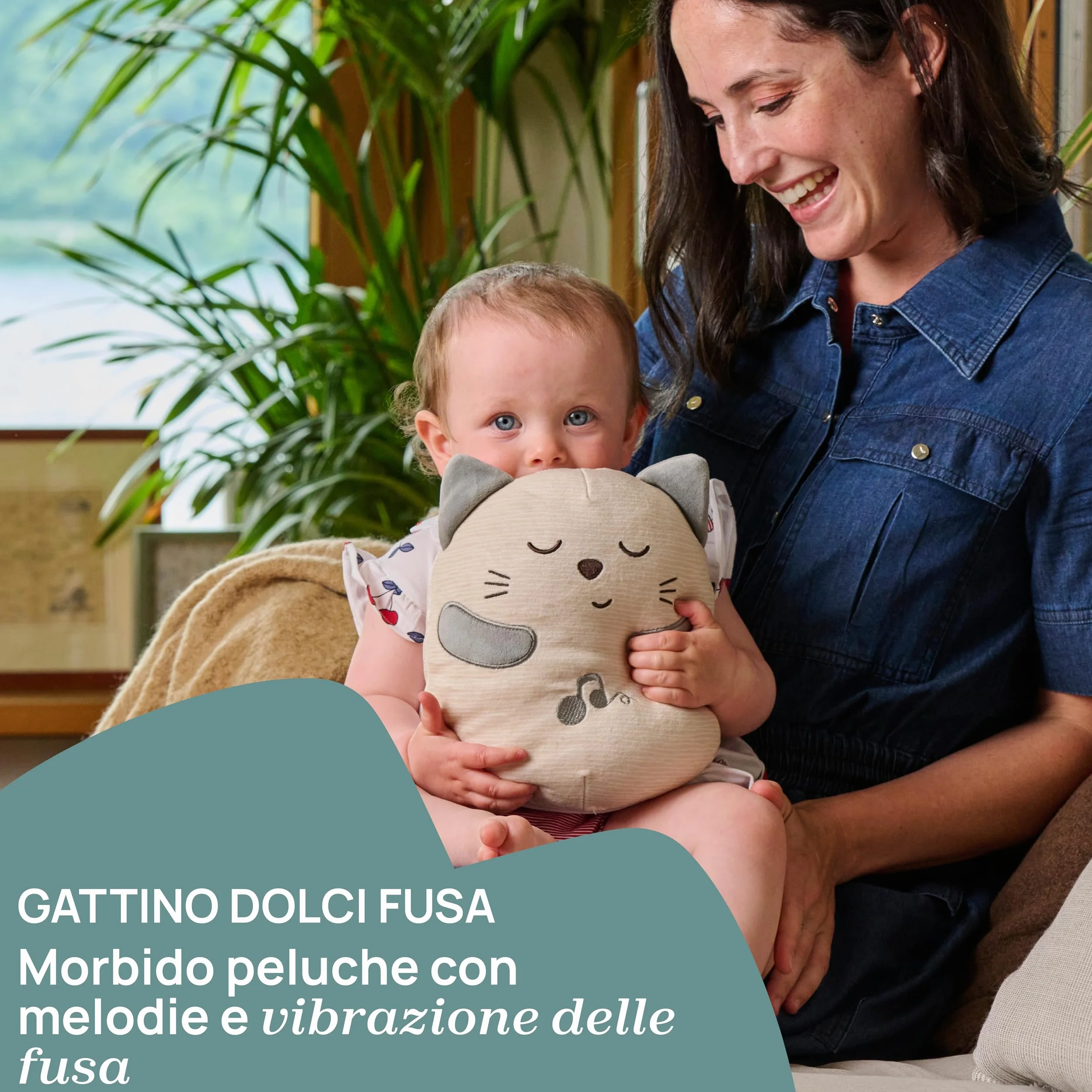 Chicco, Gatito Ronroneador, Peluche Electrónico Interactivo, Reproduce el Sonido y Las Vibraciones de los Ronroneos del Gato, Música Clásica, Tacto Suave, Lavable en Lavadora, Juguete Bebés +0 Meses