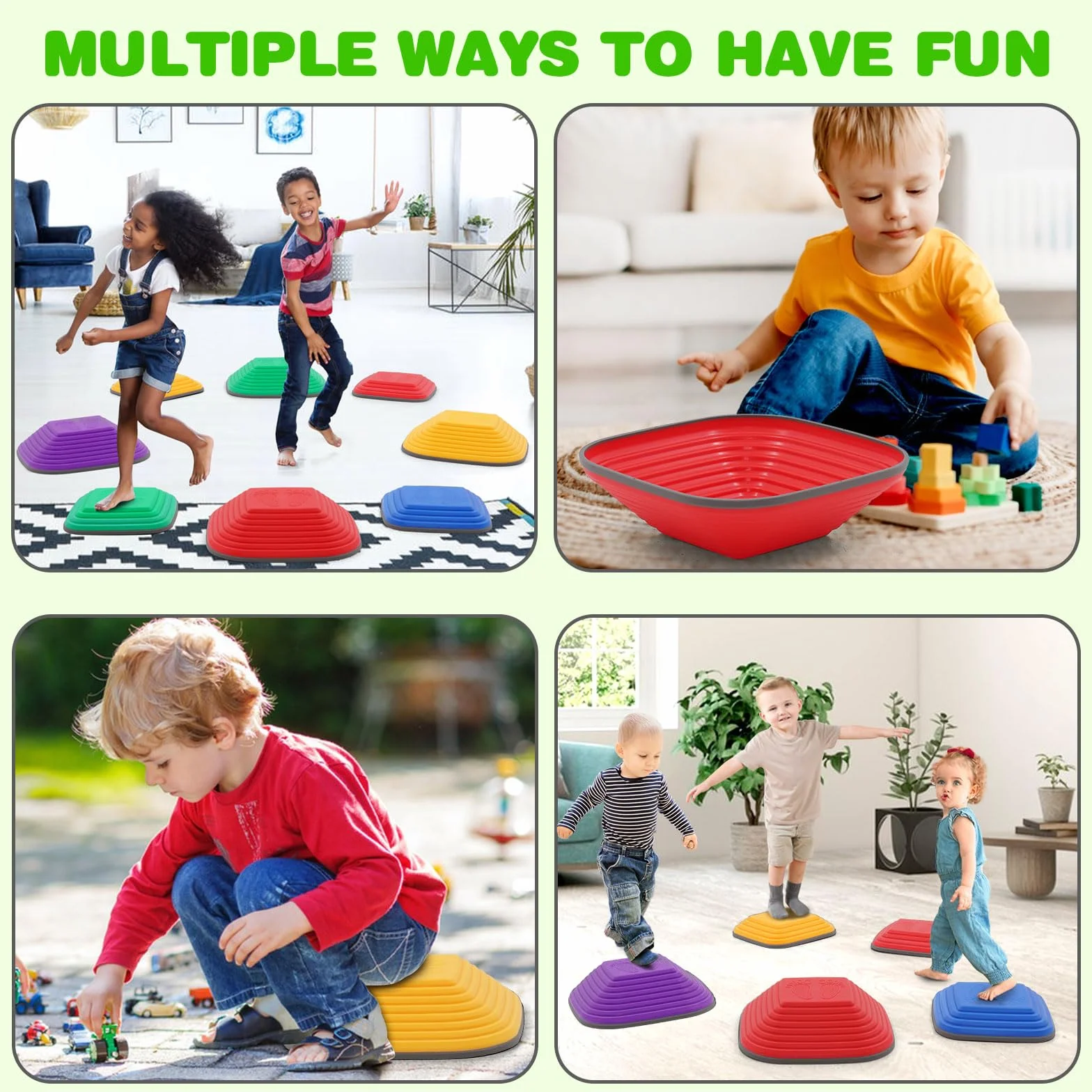 8 Piedras de Equilibrio para Niños,Piedras Apilables Antideslizante, Que Fomentan el Equilibrio y Habilidades Motoras en Niños, Curso de Obstáculos,Equipo de Juego para Jnteriores y Exteriores