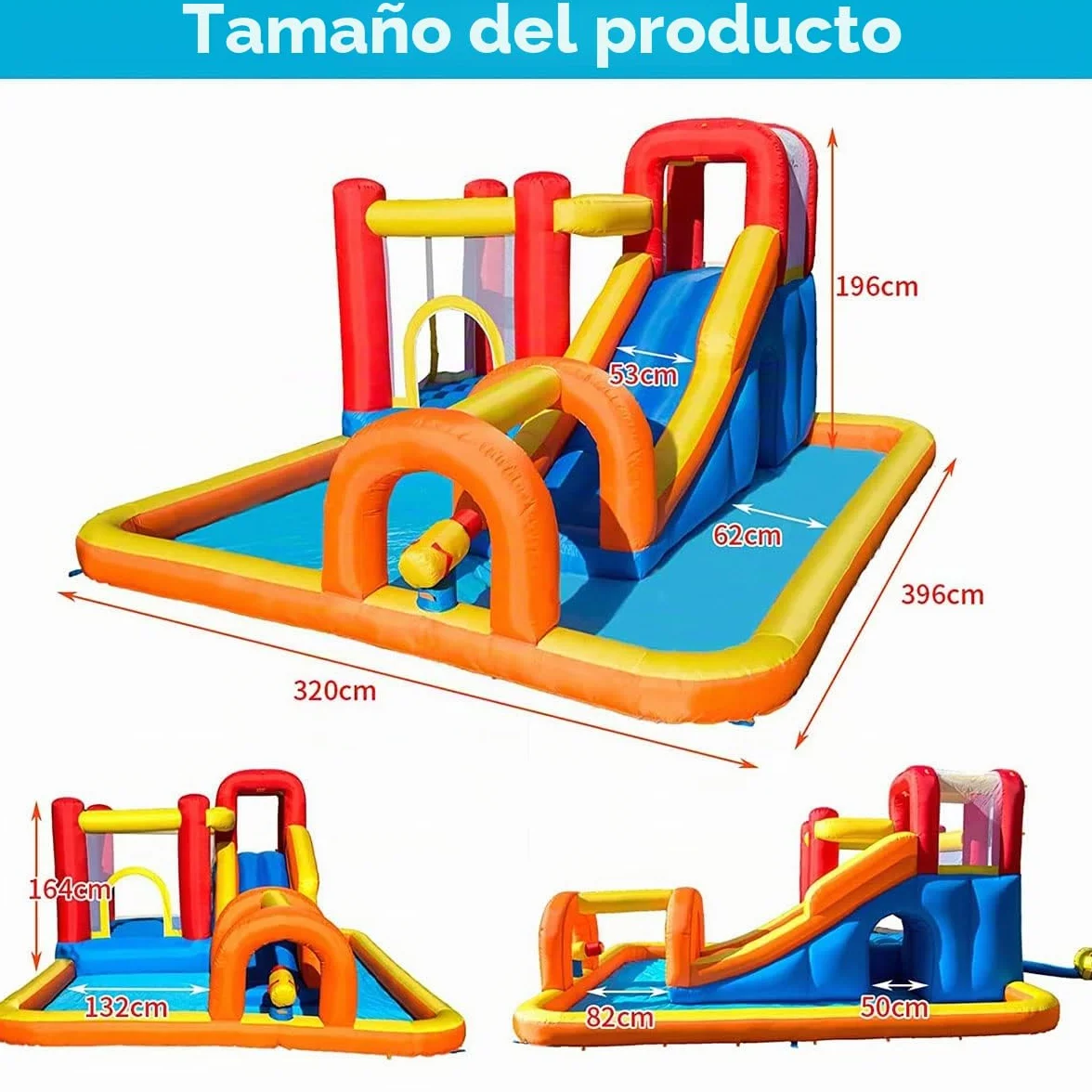 Baralir Castillo Hinchable con Ventilador, tobogán seco y de Agua, Puede albergar 3~5 niños al Mismo Tiempo. Castillo para niños para Uso Interior o Exterior 400 × 320 × 200 cm