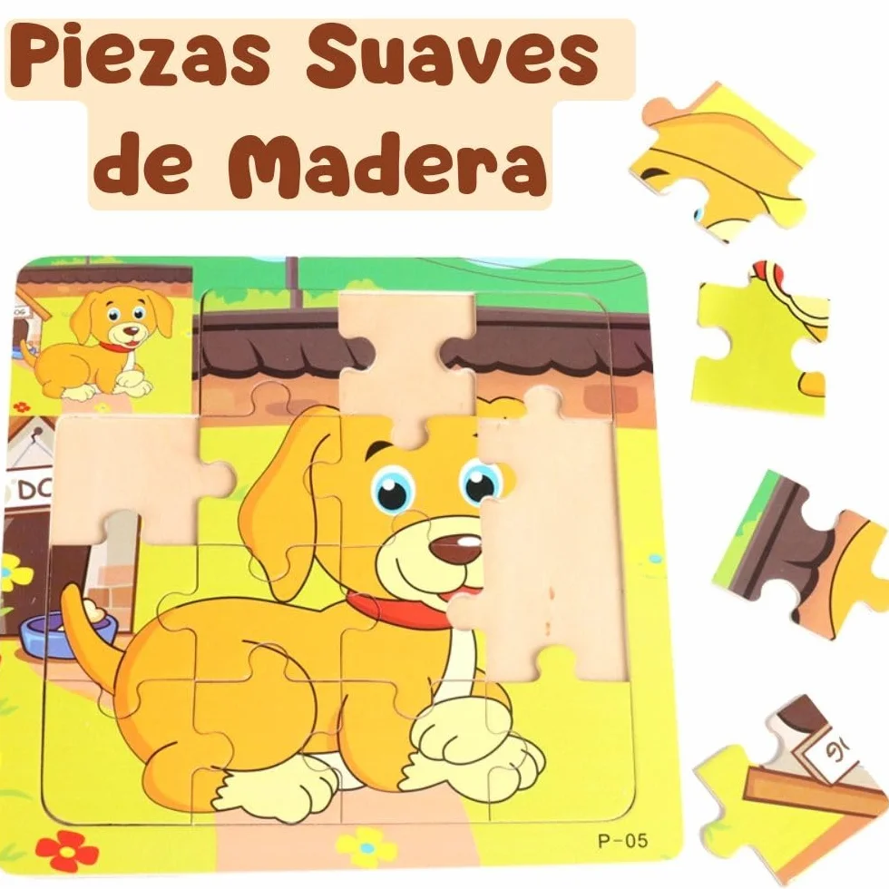 Puzzles Niños de Madera 18 PCS, Regalos Cumpleaños, Mini Juegos, Sorpresas, Envase Individuales