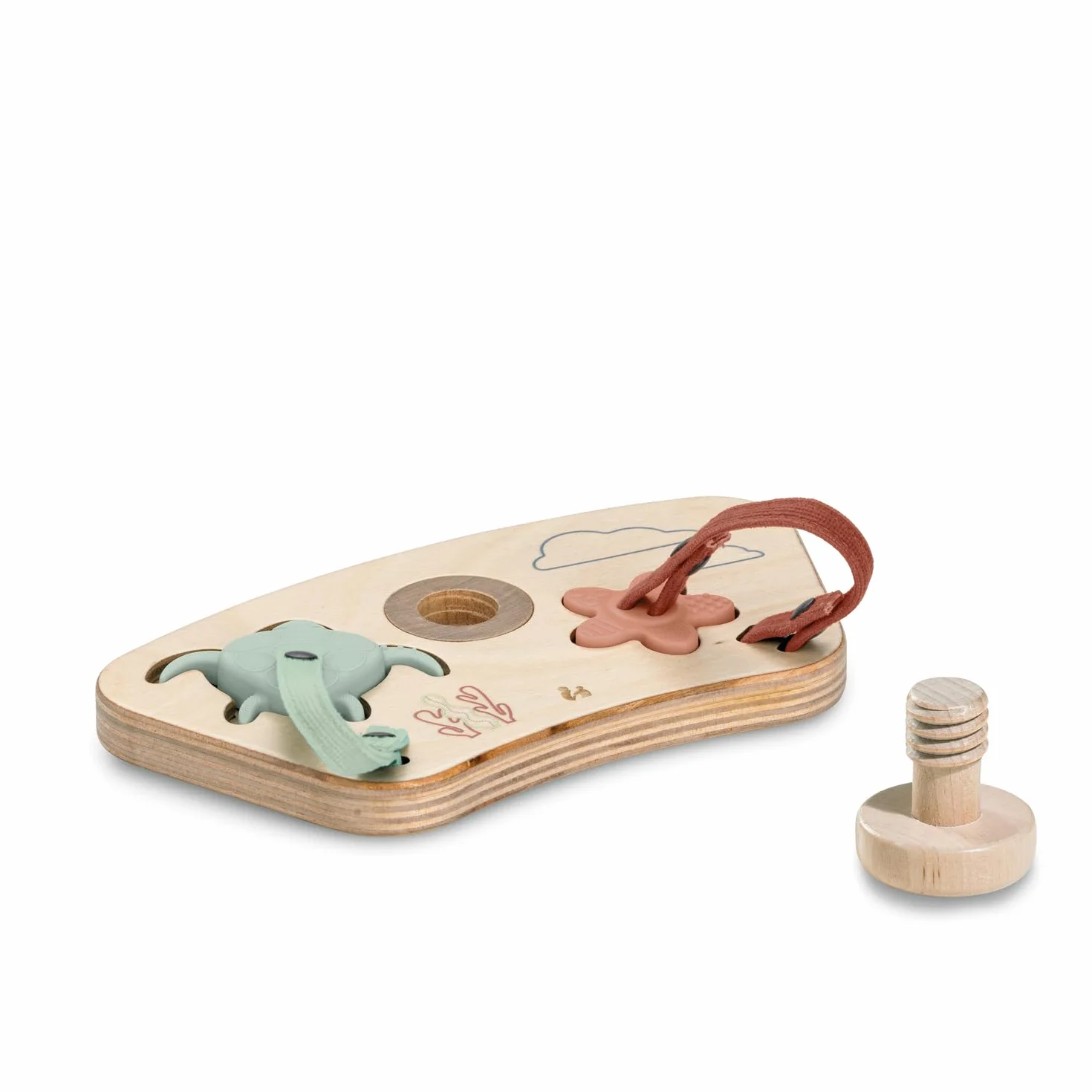 hauck Juego Encajables Bebé para Alpha+, Beta+ y Arketa - Puzzle para Niños de Madera y Silicona Alimentaria - Estimula Coordinación Mano-ojo - Juguetes desde 10 Meses - Turtle & Flower