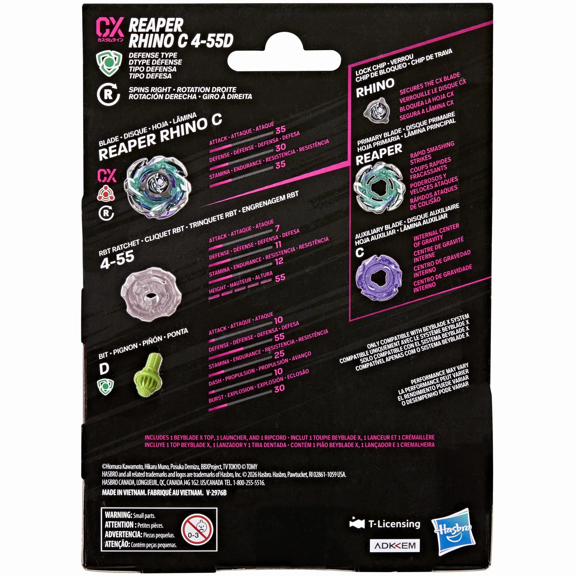Beyblade X Reaper Rhino C 4-55D CX Kit Inicial Takara Tomy Tipo Defensa Lanzador