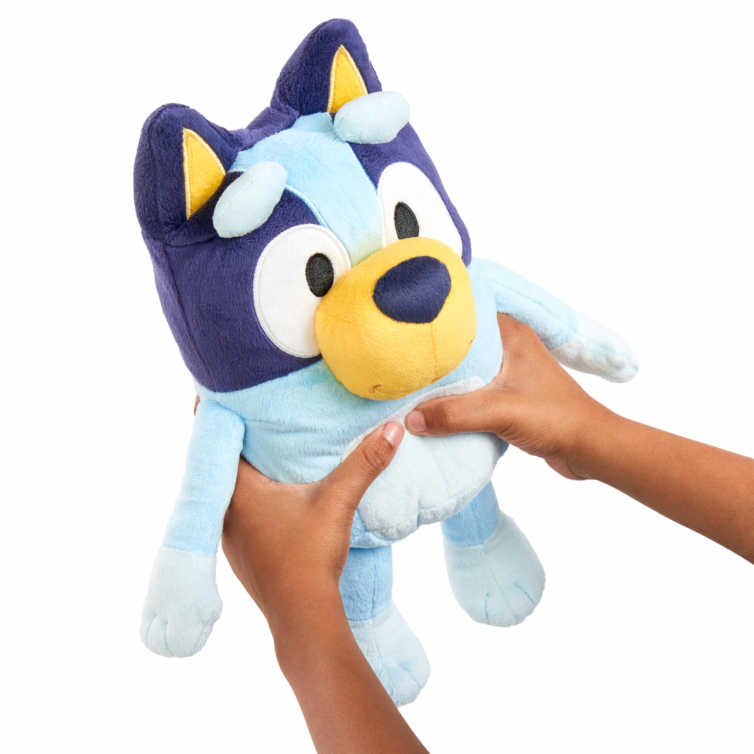 Bluey parlante de 33 cm, Peluche multilingüe parlante con 9 Frases y la canción de la Serie, Habla en 3 Idiomas Diferentes