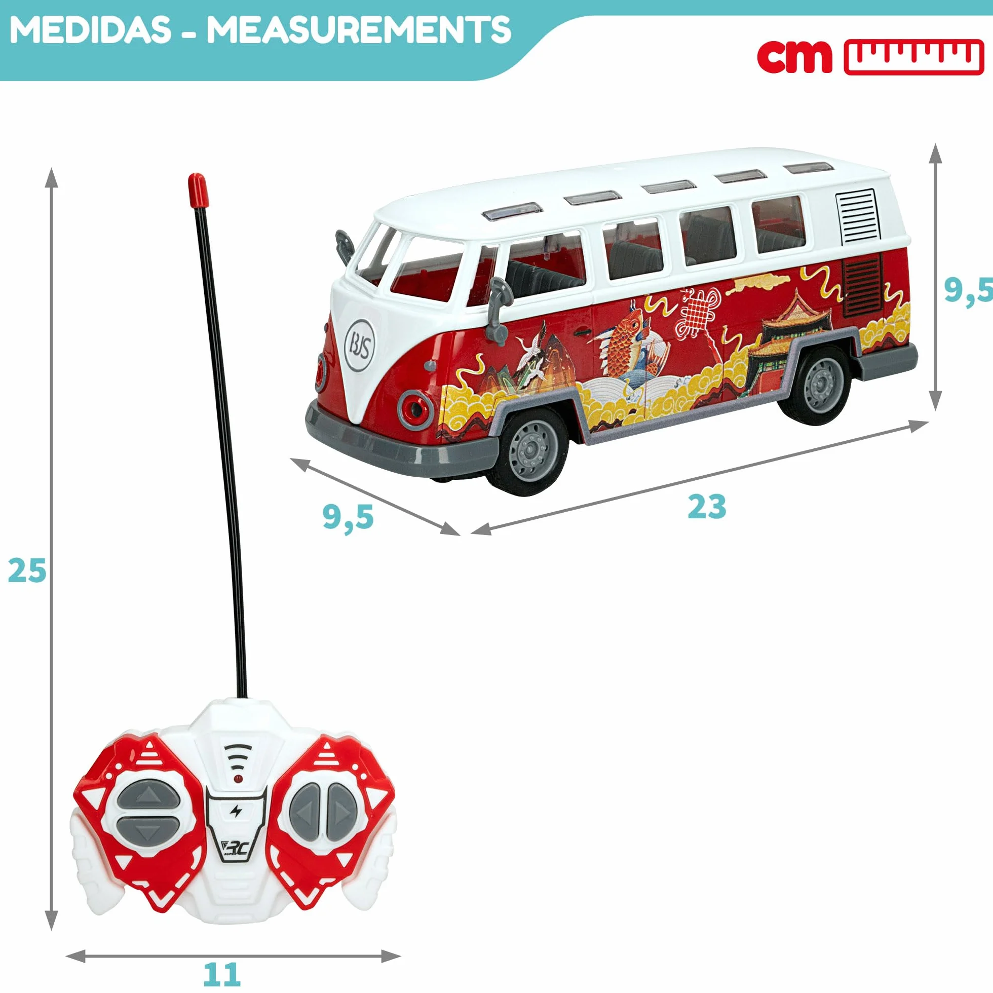ColorBaby Speed & Go - Autobús teledirigido con Luces de Colores, Bus radiocontrol, Retro, Escala 1:30, Mando 27 MH.z, 5 km/h, 4 Funciones, Coches teledirigidos para niños, 4 años, 47530