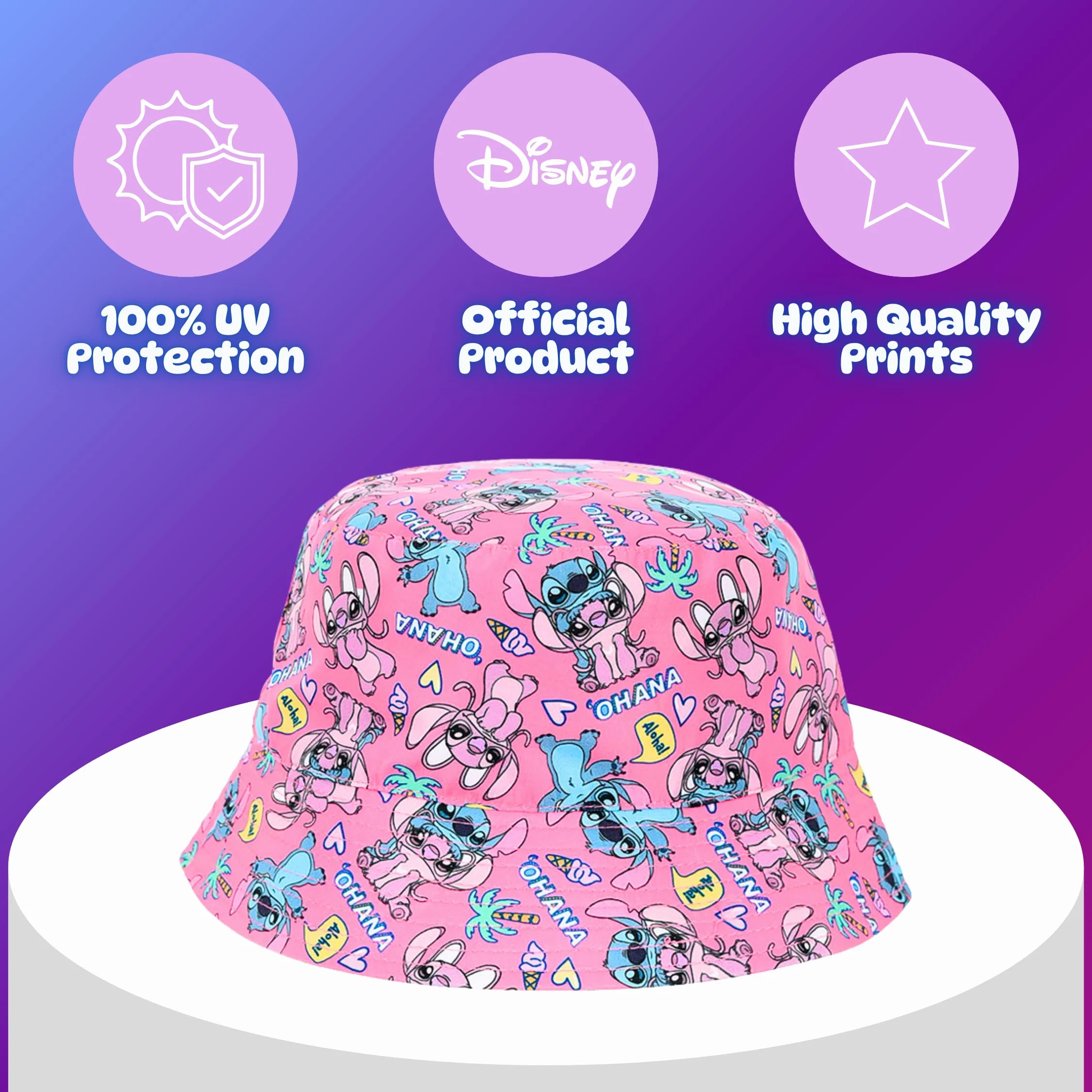 Disney Stitch Gorro para Niñas Ohana Angel Gorra de Pescador Verano Infantil
