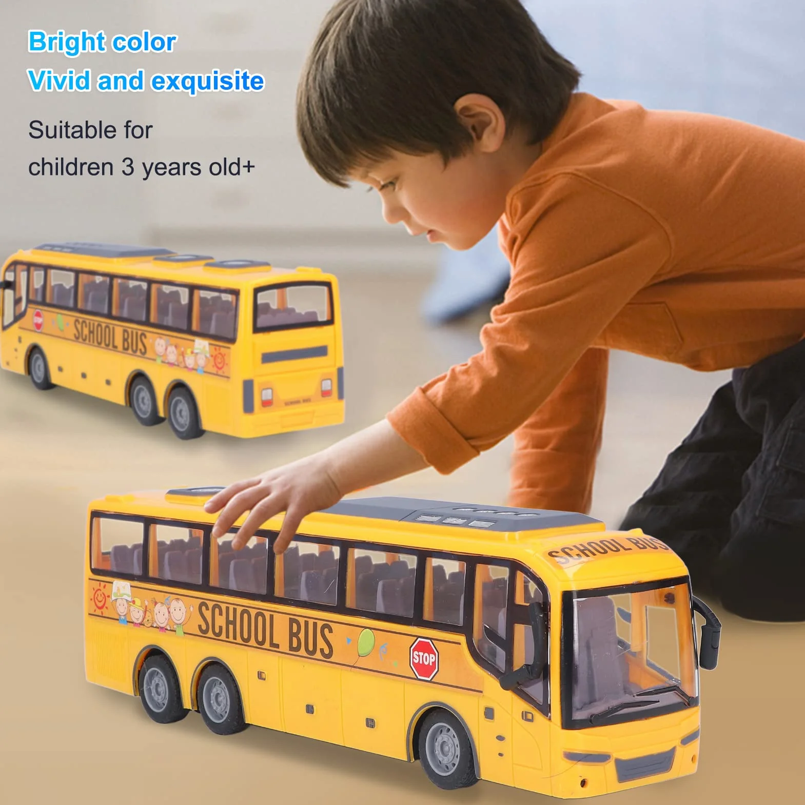 Dilwe Juguete de AutobúS Escolar RC, AutobúS de Control Remoto de SimulacióN para niñOs con Regalo de CumpleañOs de Juguete de VehíCulo ElectróNico Ligero