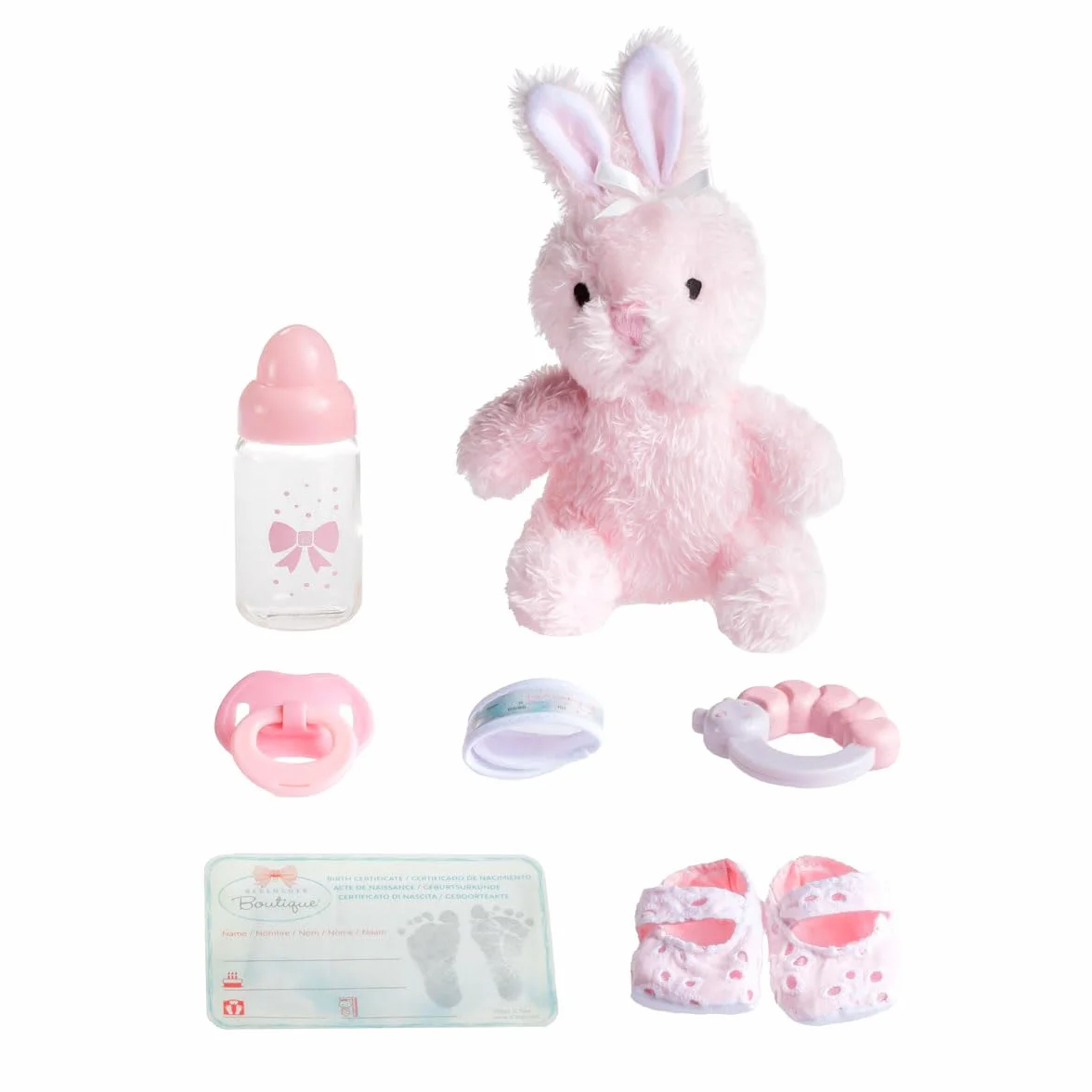 JC TOYS- Muñeca La Newborn recién Nacida de 38 cm es de Vinilo Suave, Ropa de algodón Calado y Accesorios, niña, Rosa, diseñado en España por Berenguer, 2 años