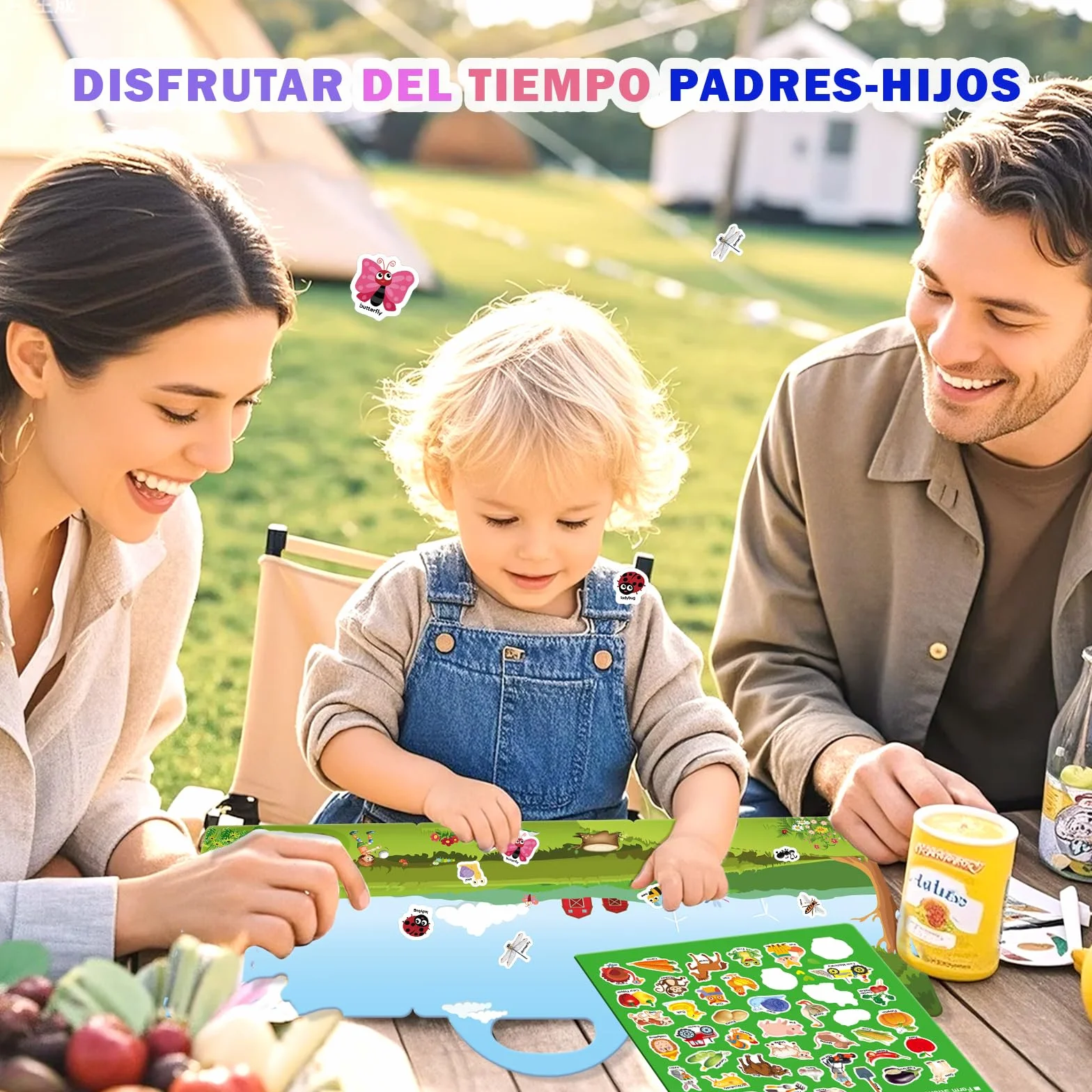 GUYUCOM Paquete de 4 libros de pegatinas reutilizables, juguetes para niños de 2, 3, 4 años, pegatinas 3D transparentes para granja de insectos oceánicos, juguete educativo, regalos de cumpleaños