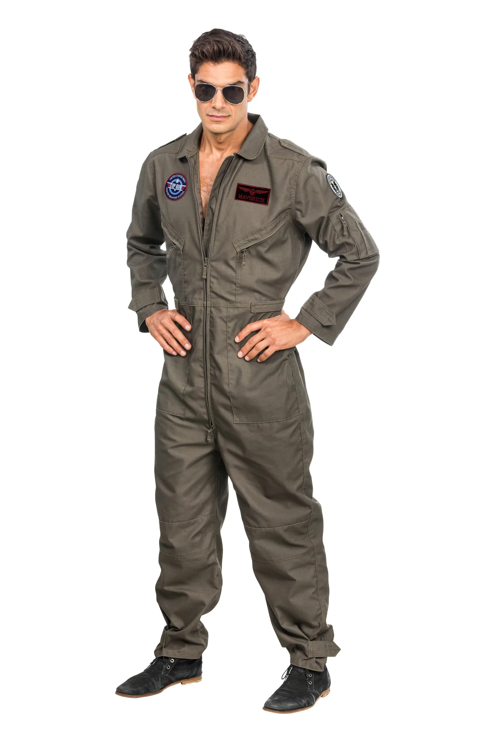 Chaks - Disfraz de piloto de caza, mono, traje de piloto, uniforme para carnaval, fiesta temática