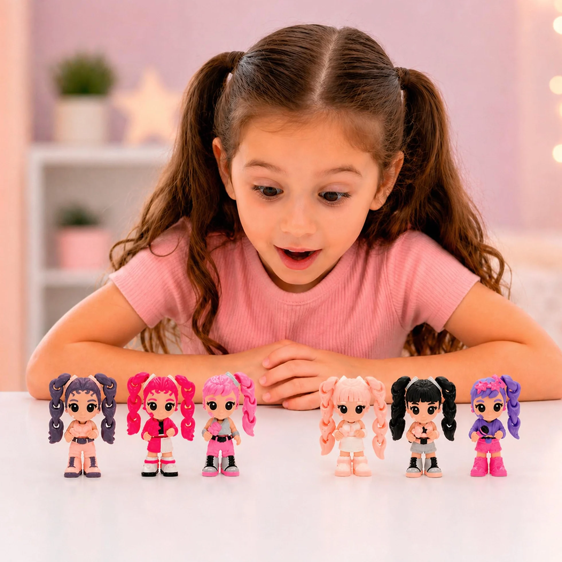 K-POP IDOL PALZ 3D Pack de 3 Yura, Nari, Yuni Figuras Coleccionables Altamente Articuladas con Cabello Intercambiable Juguete para Niños a Partir de 3 Años