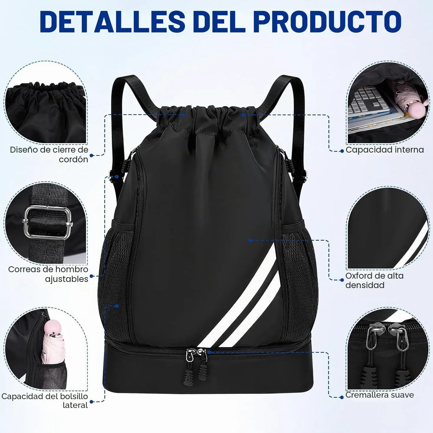 Zorplex Mochila deportiva impermeable gran tamaño con compartimento para zapatos