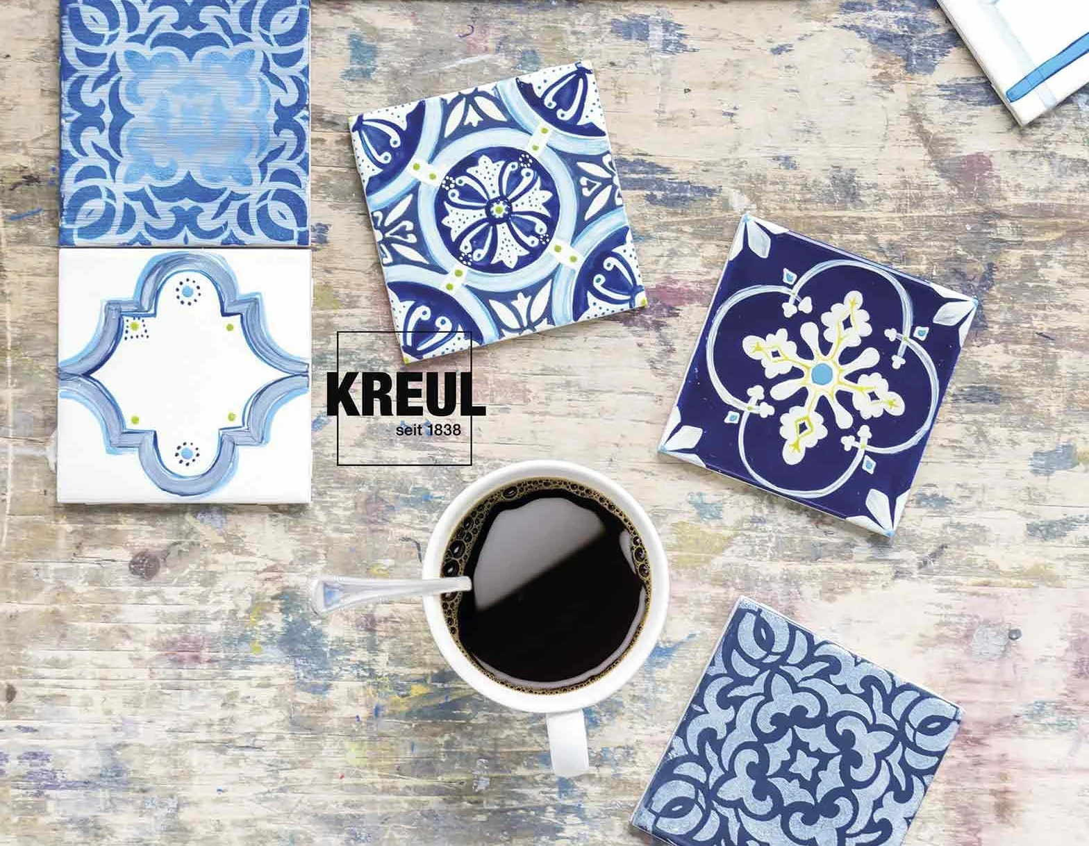 KREUL 16600 - Glass & Porcelain Classic Juego de 6 botes de pintura clásica de vidrio y porcelana de 20 ml con 1 pincel Pintura opaca y brillante a base de agua