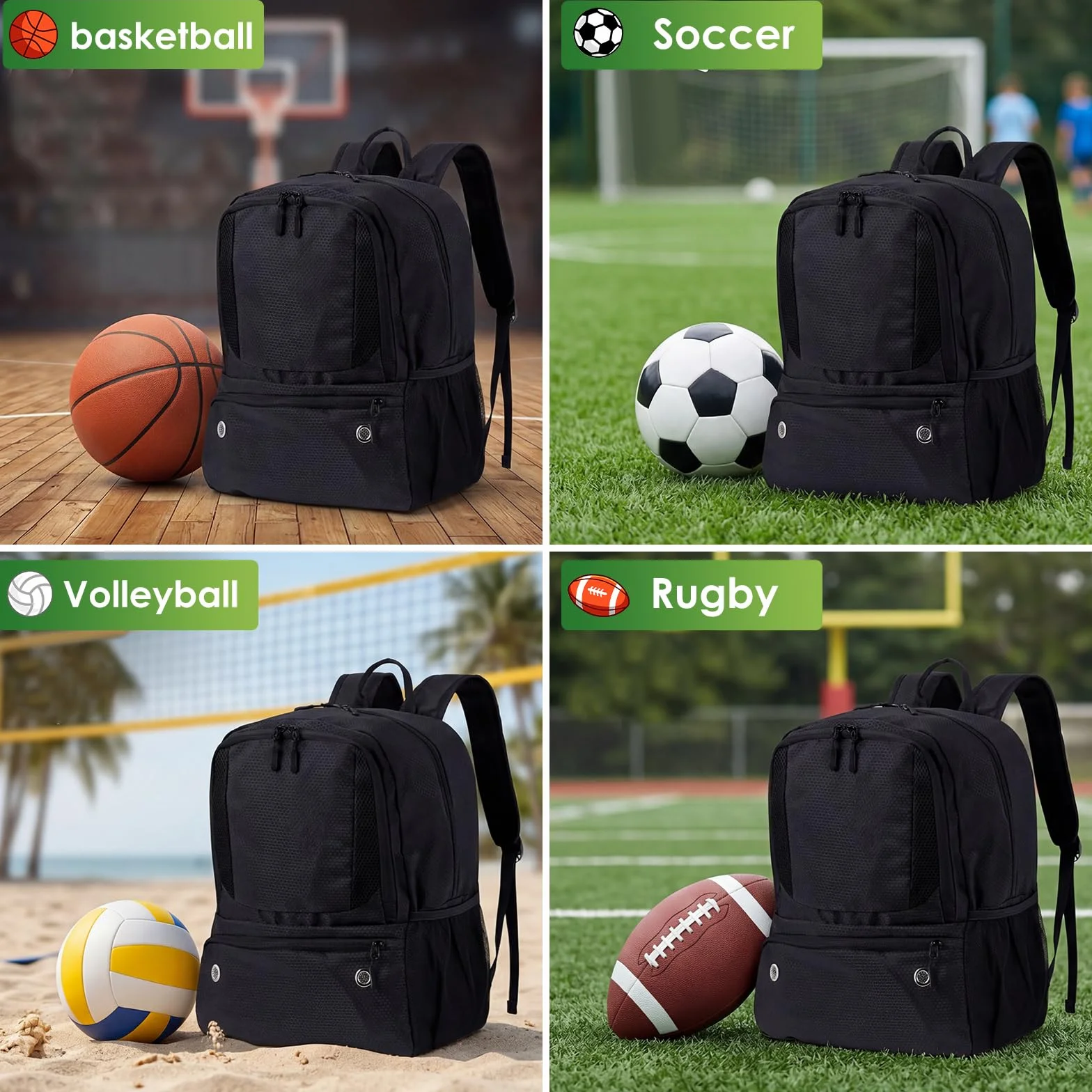 Mochila para fútbol 35 litros impermeable con compartimento inferior