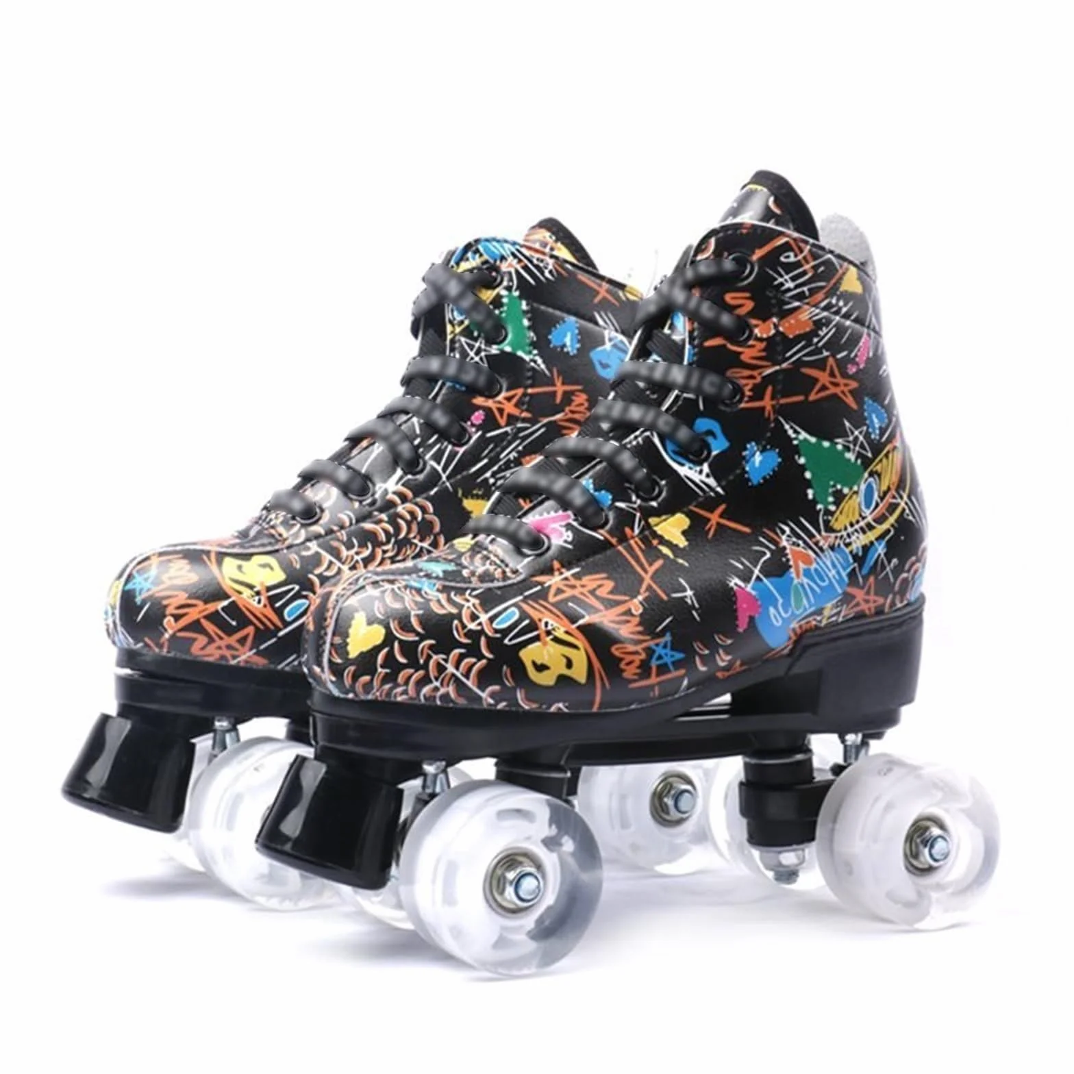 Patines Cuatro Ruedas Mujer Adulto Destello Doble Patinaje Negro Blanco Talla 45 EU