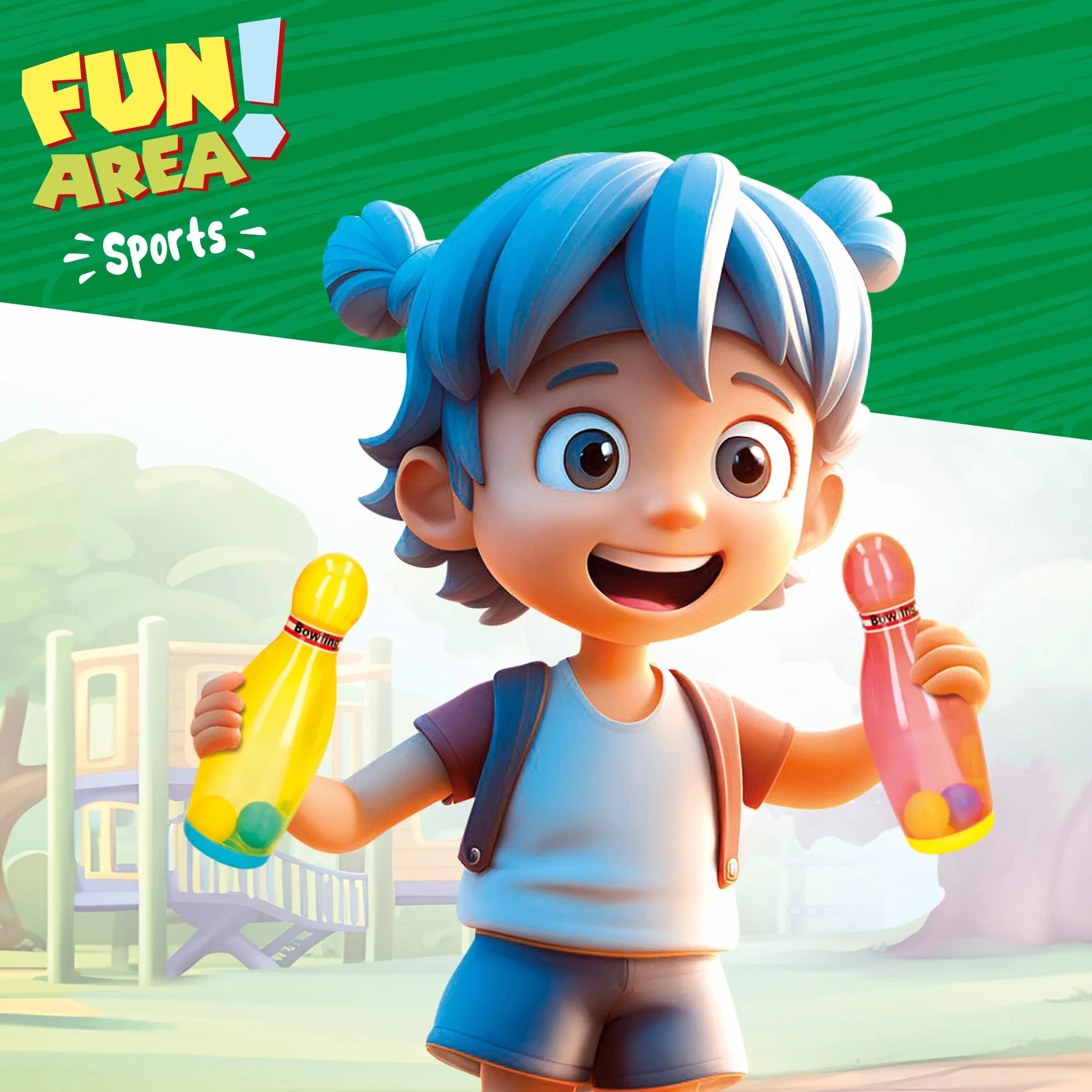 ColorBaby Fun Area! Juego de Bolos, Bolo 7,5x21 cm, Pelota de Ø10 cm, Juegos para niños Exterior, Juguete Infantil niño, Juego Entrenamiento, Juguetes Verano, A Partir de 3 años (47688)