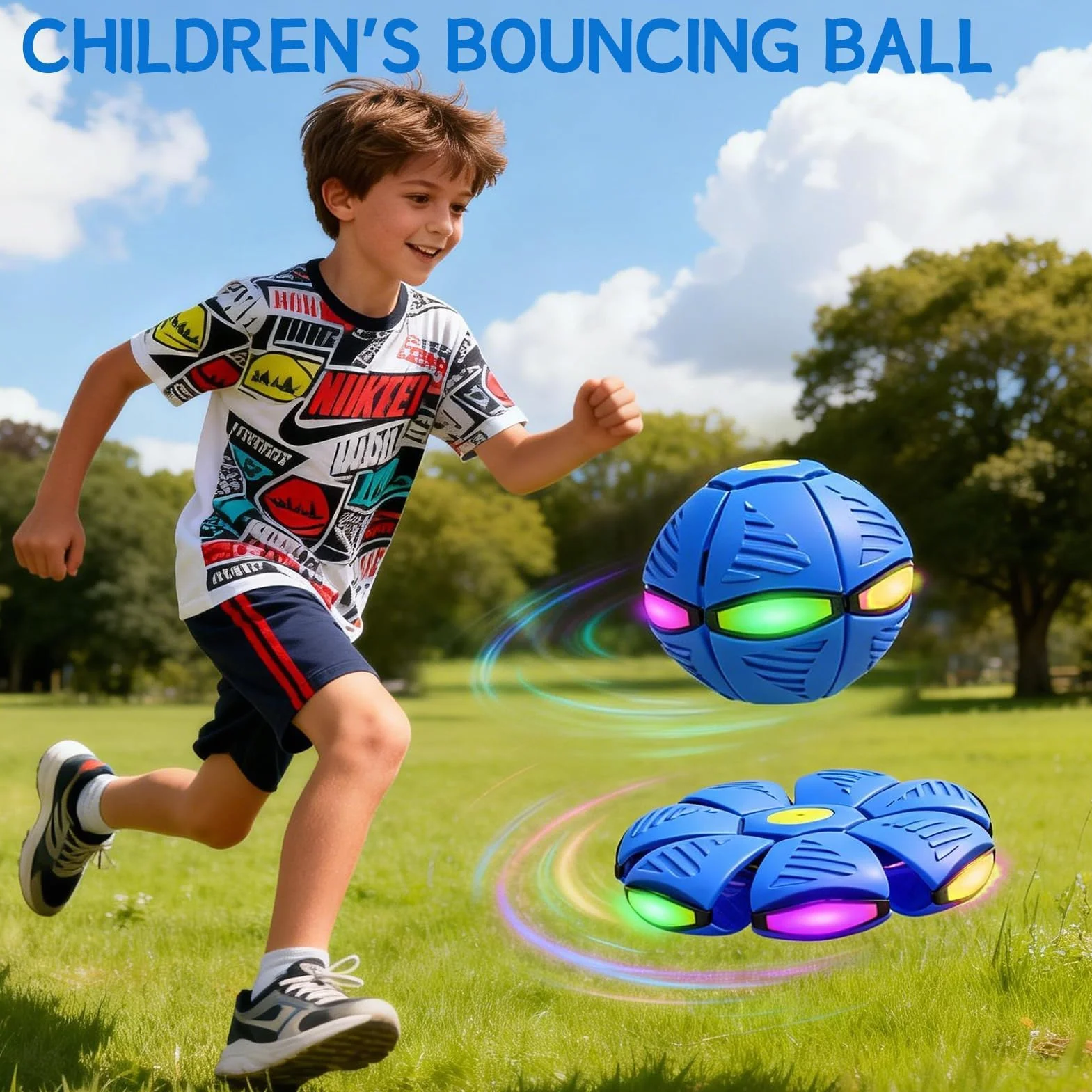 Dongcill Platillo Volador mágico, Nueva Bola mágica de 2026 con 6 Luces, platillo mágico de Doble Forma, Pelota saltarina para estimular los Reflejos Motores, Juguete para Perros