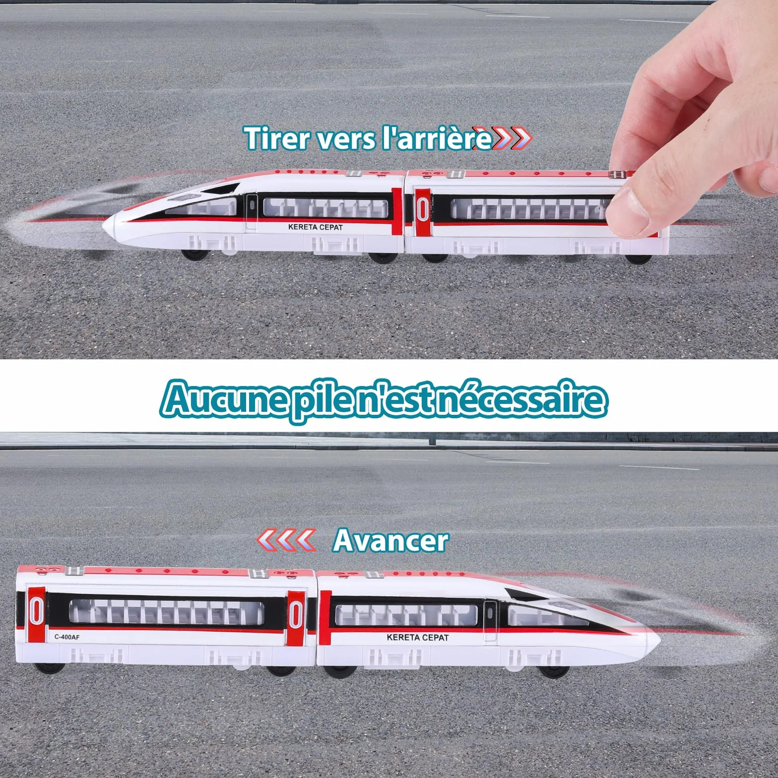 VBACALA Tren de Juguete Magnético para Niños, 4 Piezas con Locomotoras y Vagones, Juego Educativo con Función de Retroceso, Regalo Ideal para Pequeños Conductores para Niños +3 Años