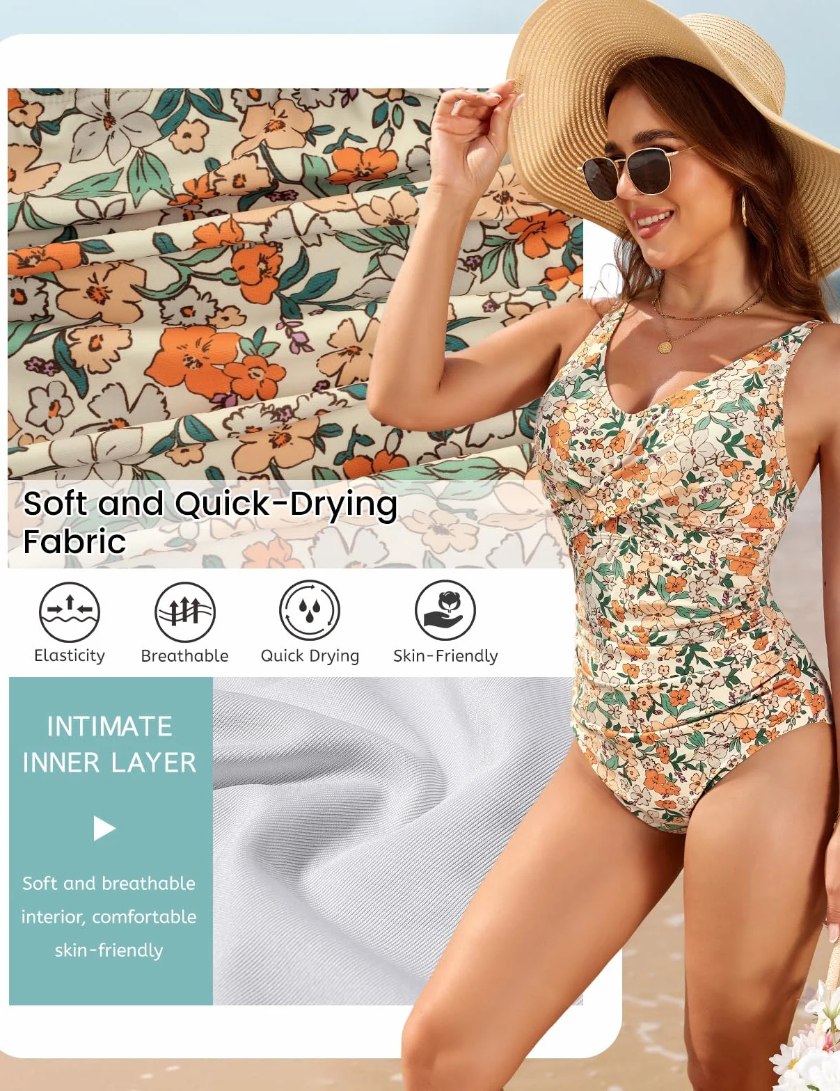 UMIPUBO Bañador Mujer Reductores Vientre Plano Talla Grande Traje de Baño de Una Pieza Cruce Torácico Cuello en V