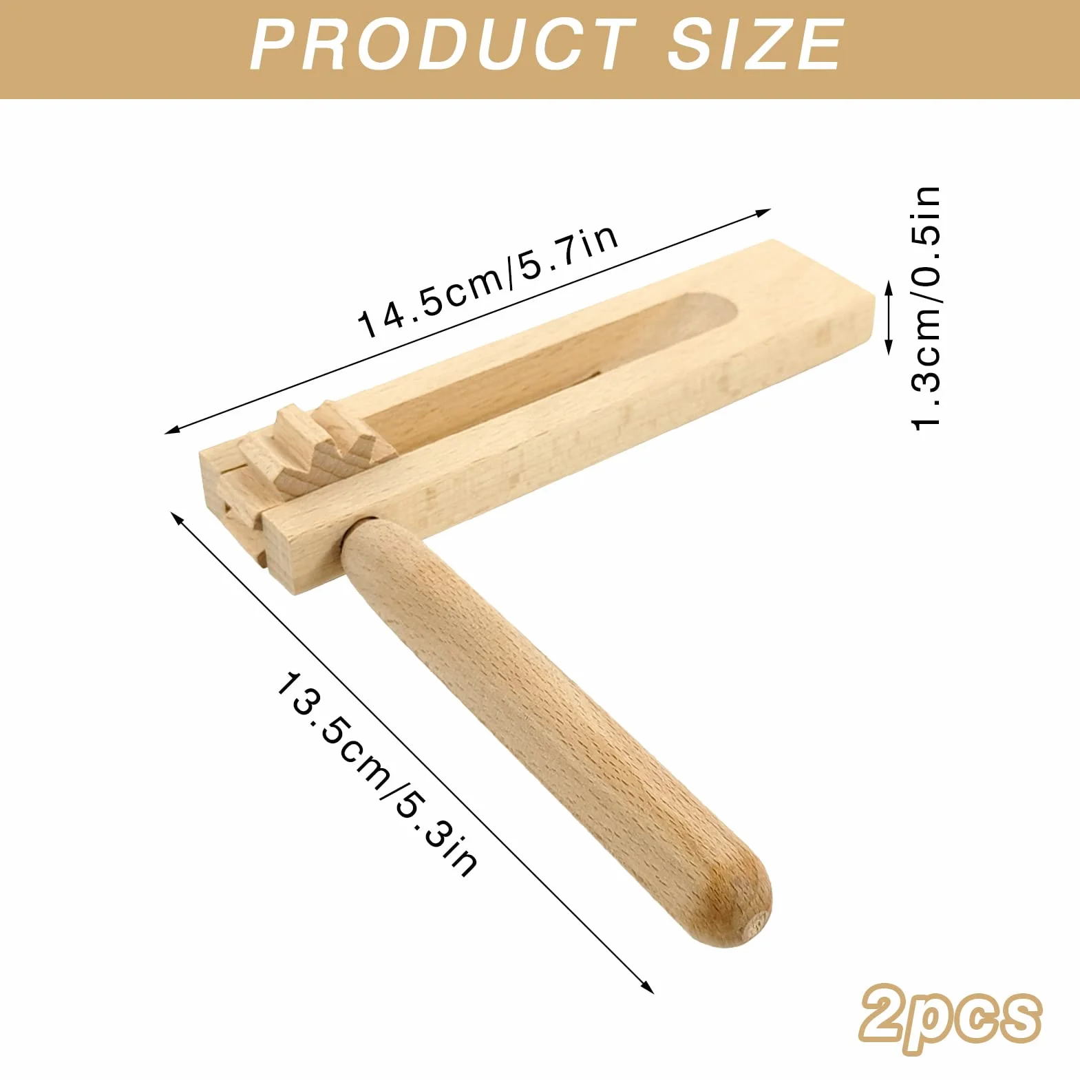 Madera de Spinning de Trinquete 2 Piezas, Carraca de Madera, Instrumentos Musicales para Niños, Matraca en Bambú, Juguetes de Instrumentos Musicales