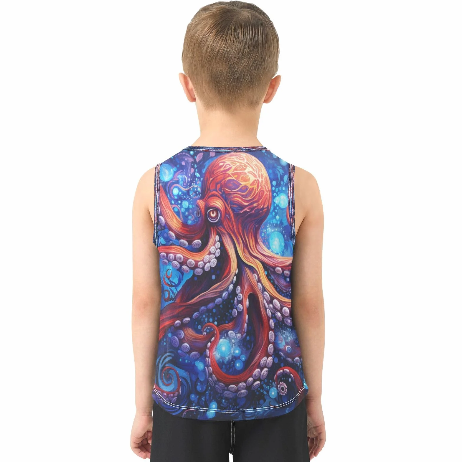 Pulpo Azul Espacio Camisetas Sin Mangas Tank Top para Niños Jóvenes Deportivas
