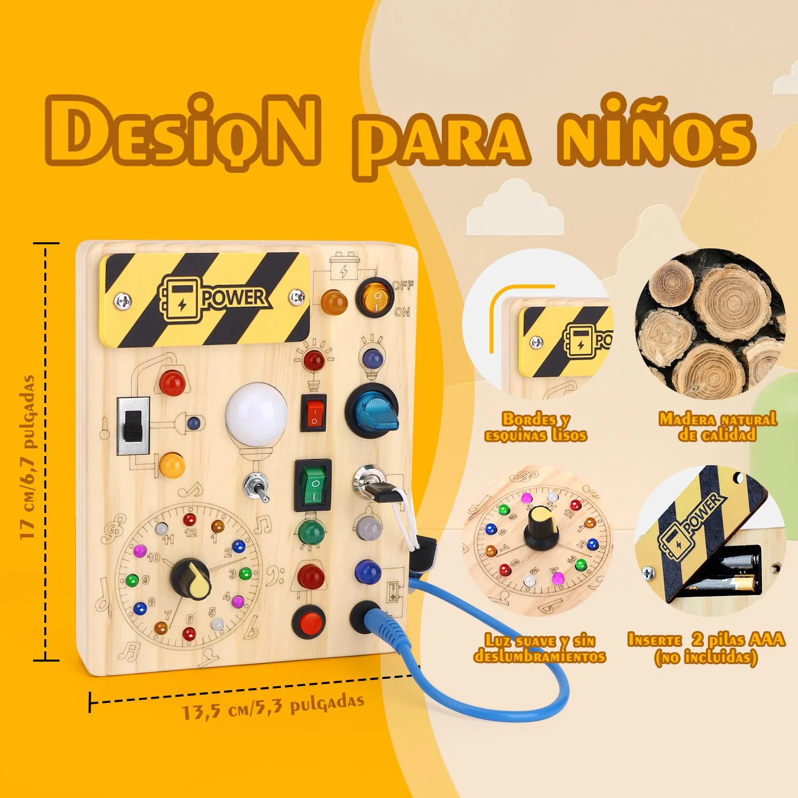 Hoarosall Busy Board Juguetes Montessori 1 años Tablero de Actividades Juguete Sensoriales de Madera con 10 interruptores y 23 Luces LED Educativo Motricidad Fina para Niños 1 2 3 Años, Niños y Niñas