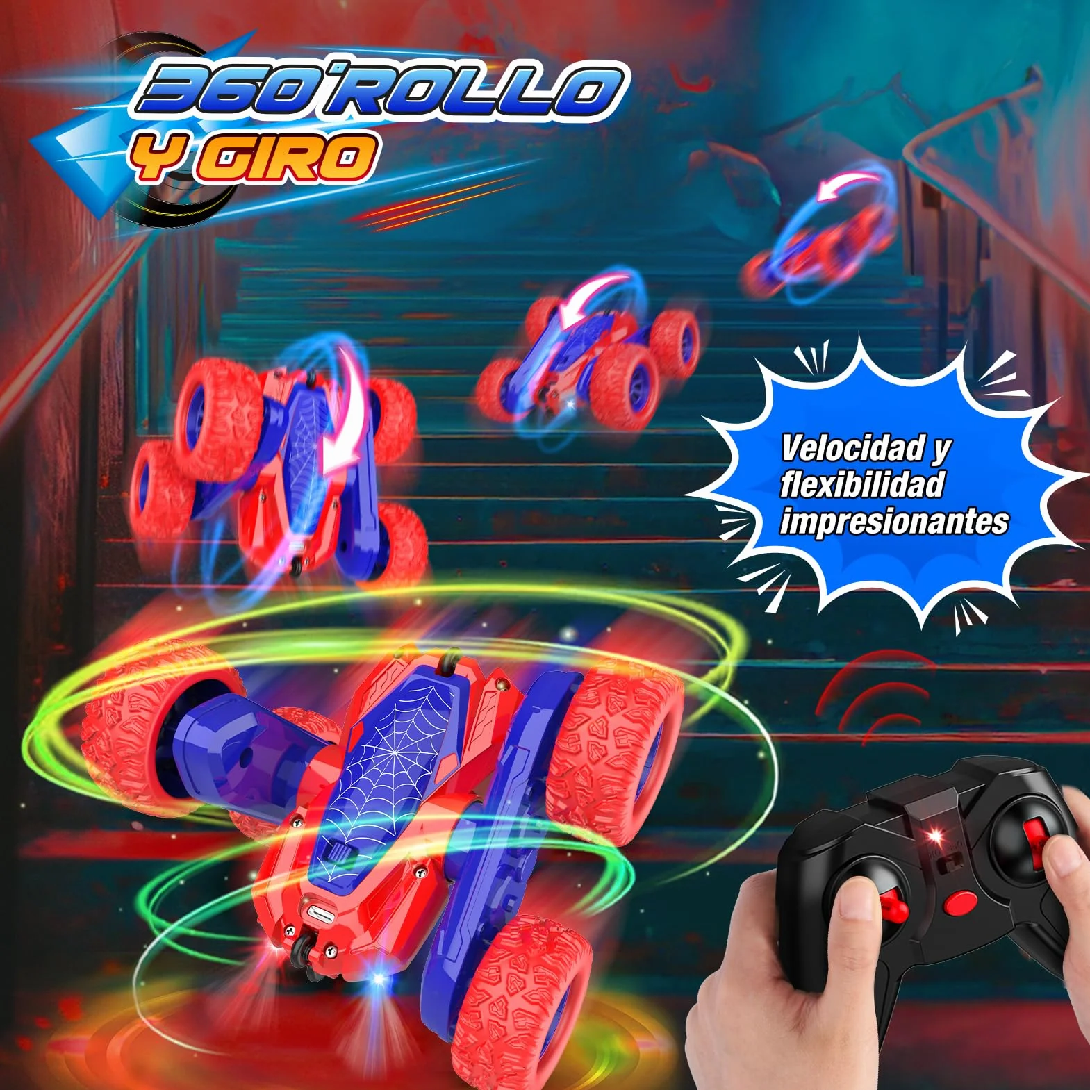 Dreamlandia Coche Teledirigido Acrobático 360° 2.4Ghz 4WD RC Car Juguetes Niños 3-8 Años