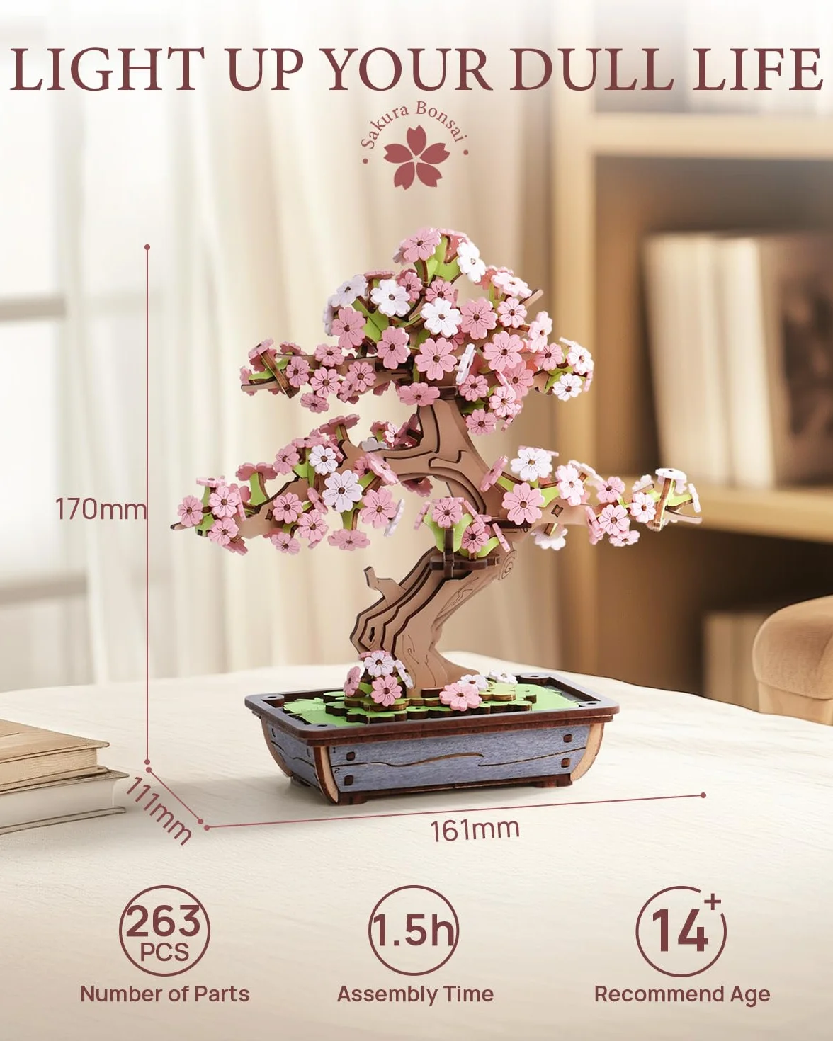 Rolife Puzzle 3D Bonsái Modelo Madera Adultos Decoración Hogar Regalo Creativo (Sakura)