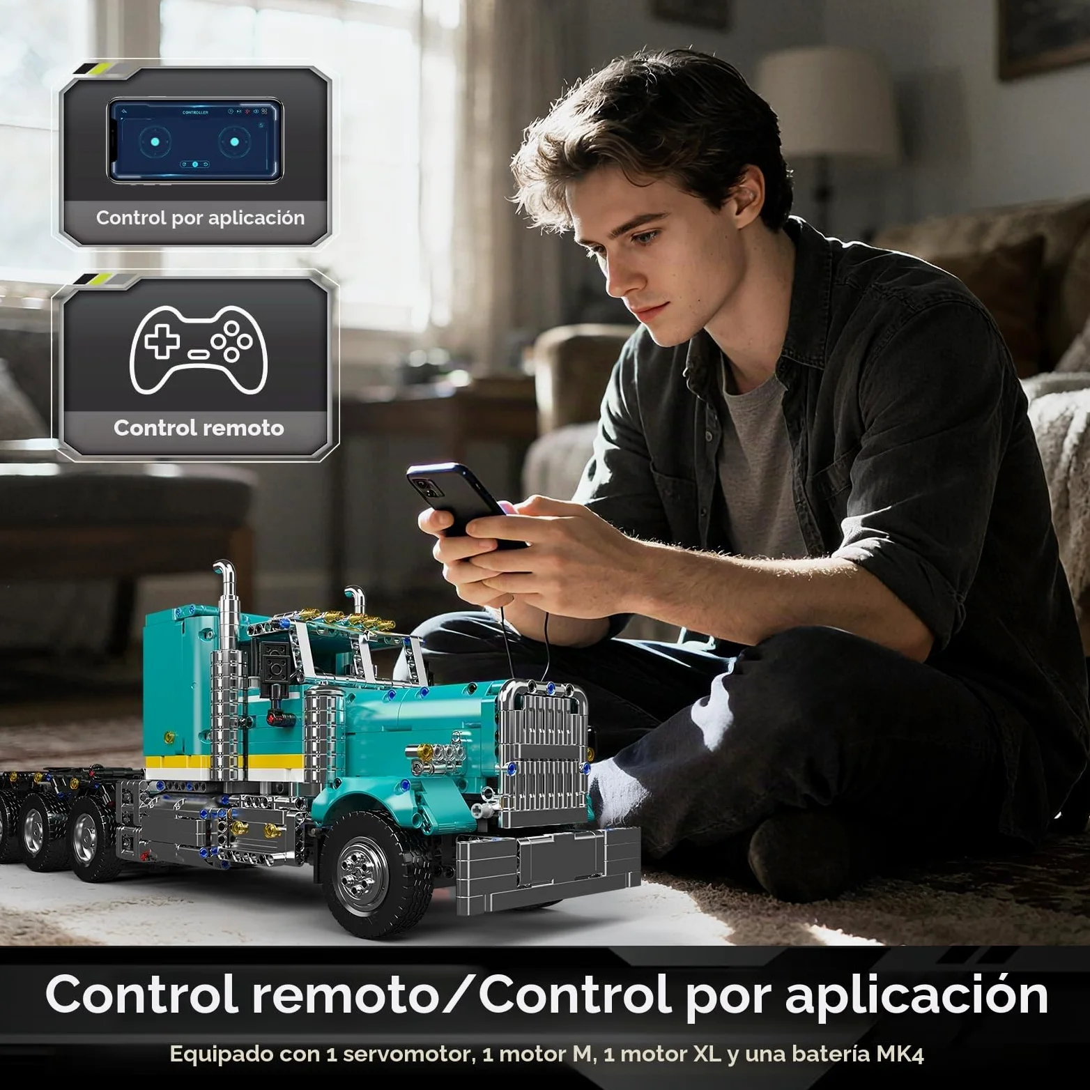 Mould King 13201 Technik American Truck - Juego de construcción de coche de juguete para construcción de coche, bloques de construcción clásicos, para adultos a partir de 14 años (2064 + piezas)