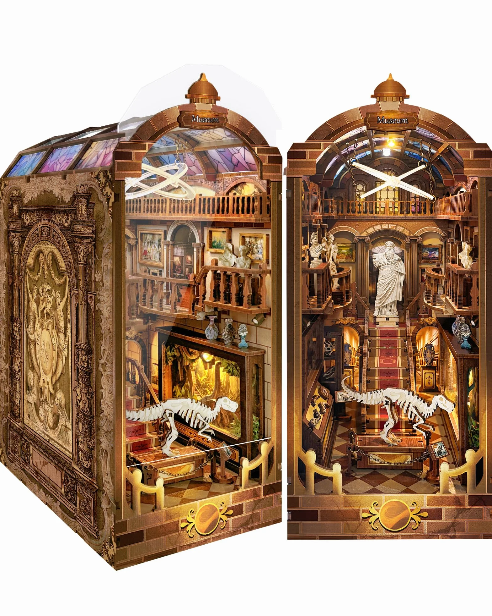 Quanquer DIY Book Nook con protección contra el Polvo y luz LED 3D de Madera Booknook, Rompecabezas de Madera 3D Booknok Navidad Halloween cumpleaños Ideas para 14 años (museos)
