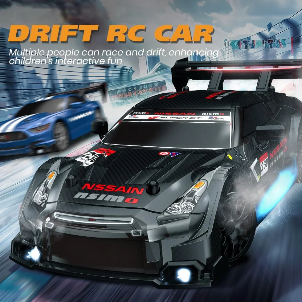 Drift Car 1:24 Coche de carreras teledirigido 20 km/h 4WD 2,4 GHz Control remoto Mini RC Car con luces LED para niños