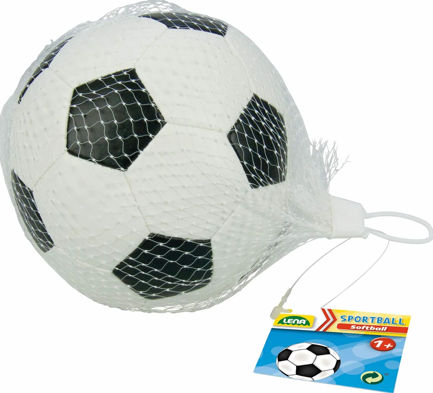 LENA - Deportes Blando Balones de Futbol 3-Piezas Set por 12+ Meses Niños, 13 cm Diámetro, Blanco/Negro