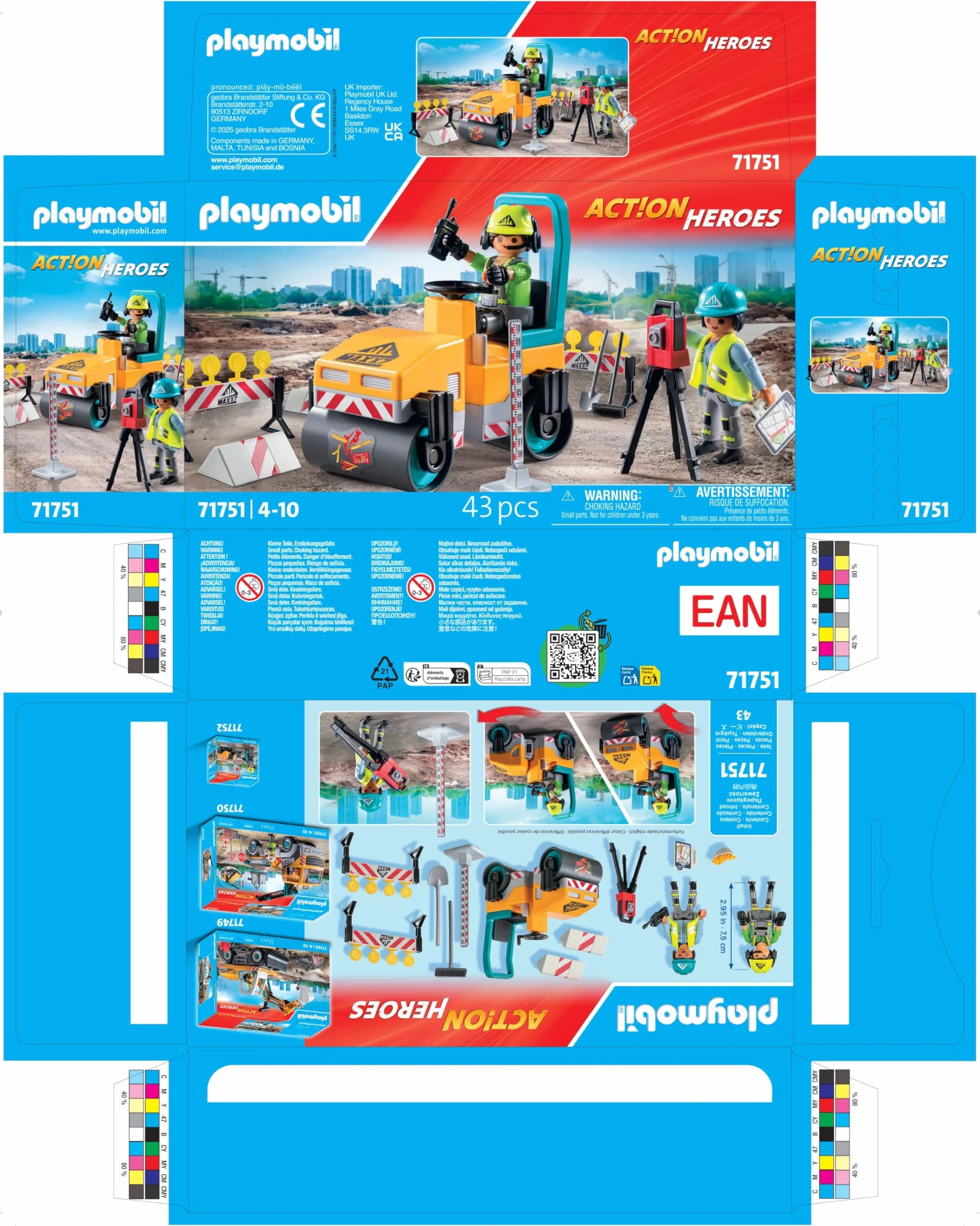 PLAYMOBIL Action Heroes Obra de Carretera Set de construcción 71751