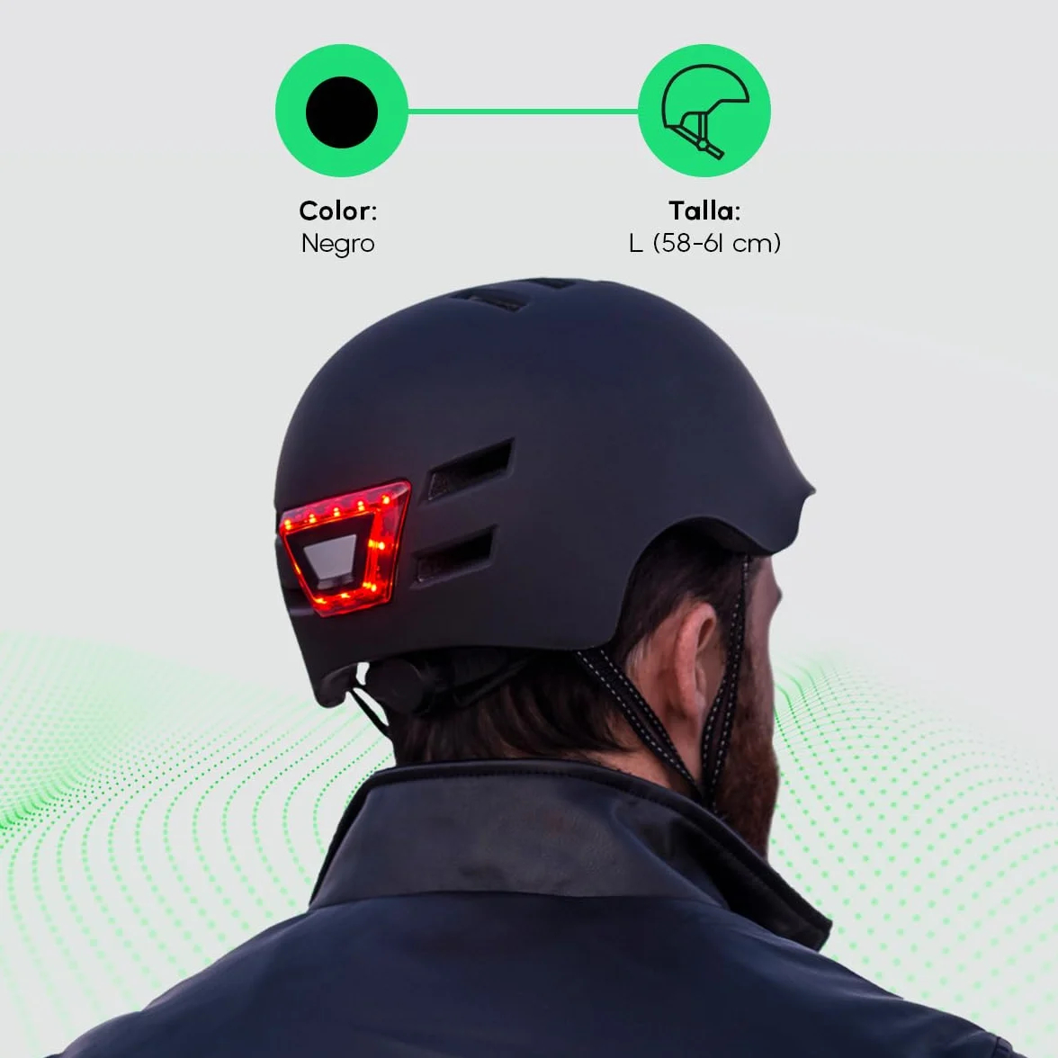 YOUIN Casco LED Frontal y Trasero Negro Talla L